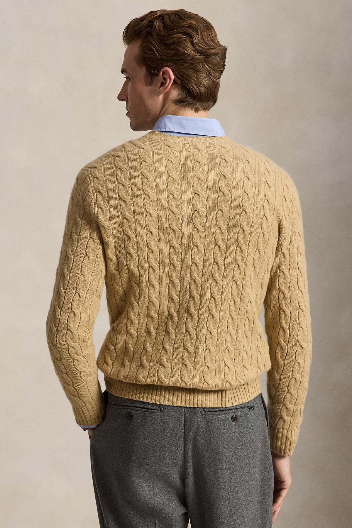 Polo Ralph Lauren Yuvarlak Yaka Saç Örgü Kaşmir Yün Triko