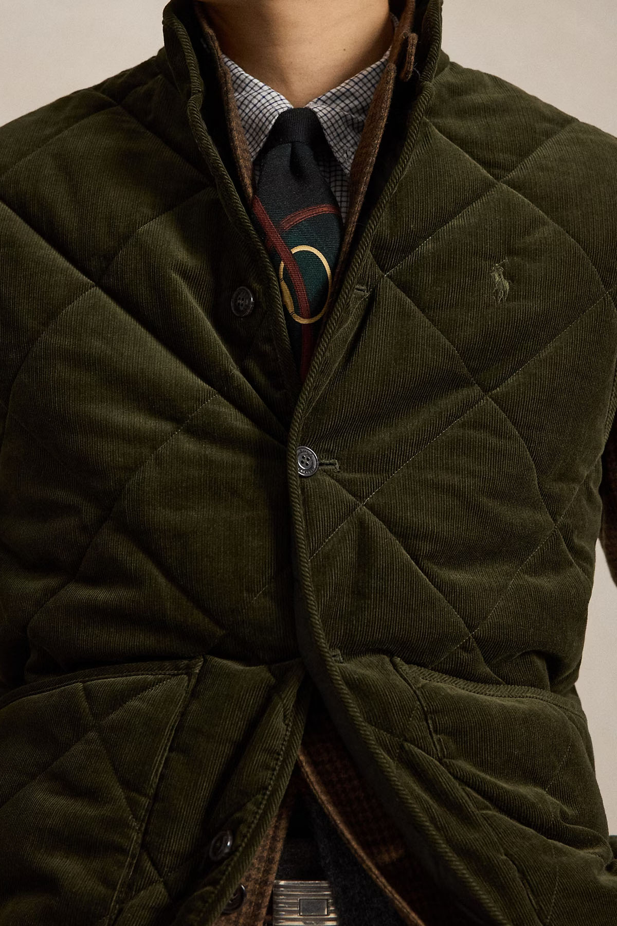 Polo Ralph Lauren Relaxed Fit Fitilli Kadife Kapitone Desenli Yelek