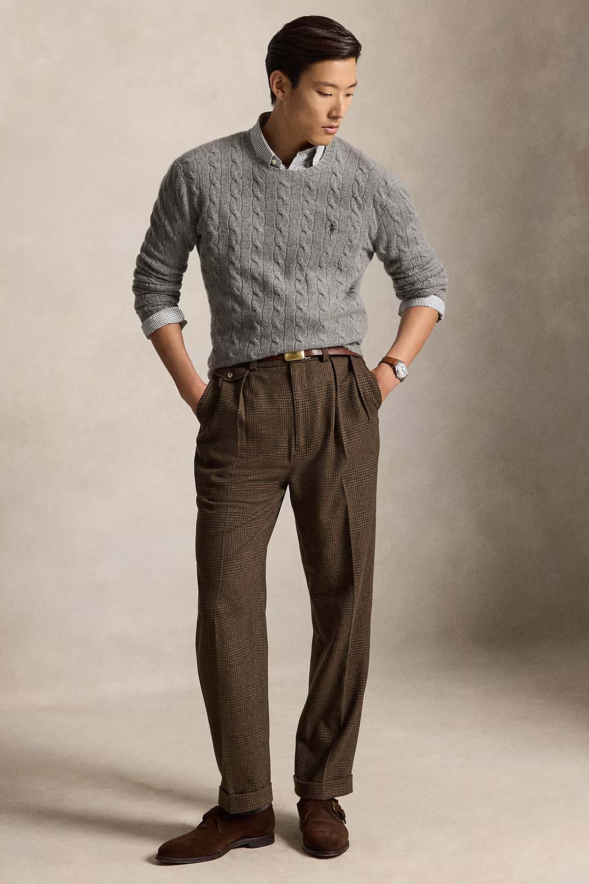 Polo Ralph Lauren Yuvarlak Yaka Saç Örgü Kaşmir Yün Triko