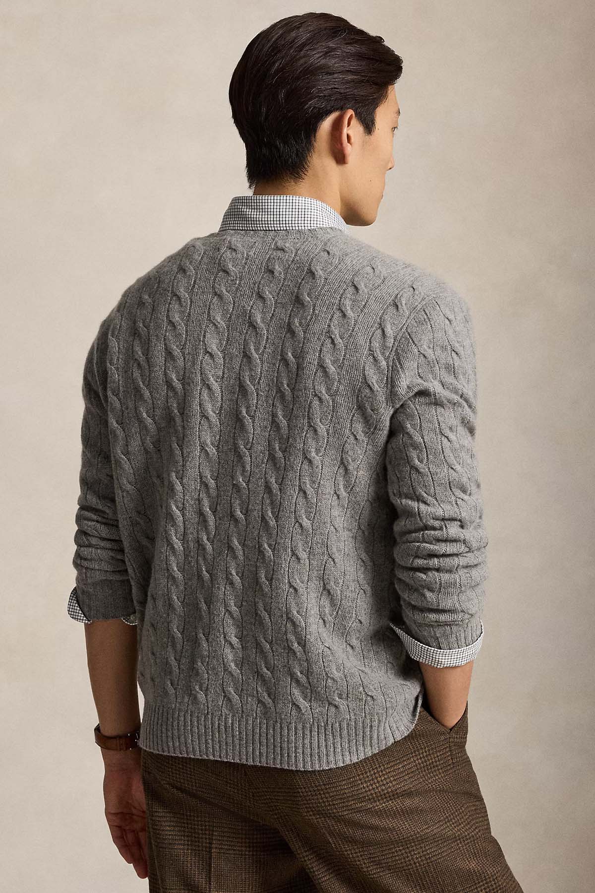 Polo Ralph Lauren Yuvarlak Yaka Saç Örgü Kaşmir Yün Triko