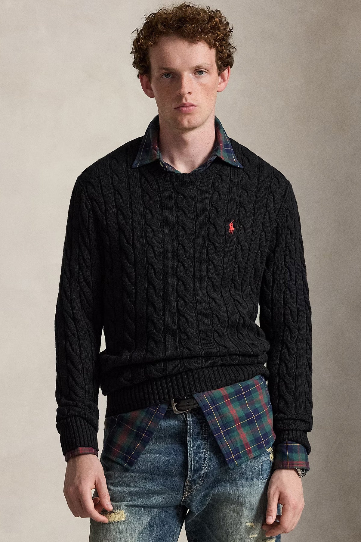 Polo Ralph Lauren Yuvarlak Yaka Saç Örgü Triko