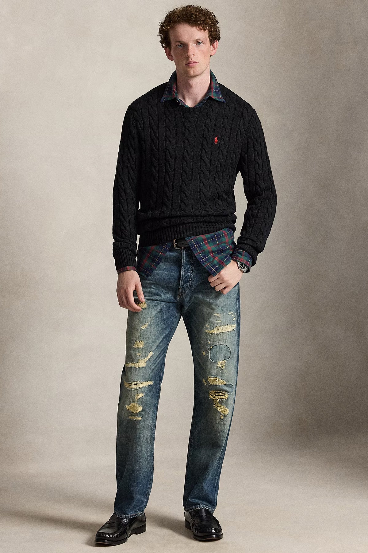 Polo Ralph Lauren Yuvarlak Yaka Saç Örgü Triko