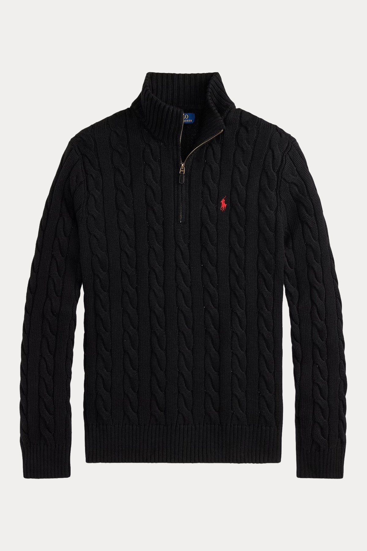 Polo Ralph Lauren Yarım Fermuarlı Dik Yaka Saç Örgü Triko