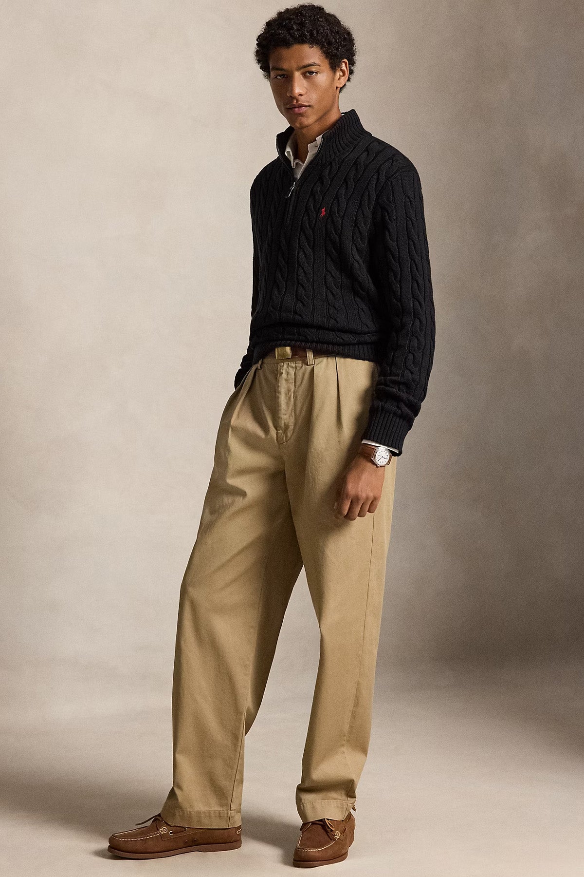 Polo Ralph Lauren Yarım Fermuarlı Dik Yaka Saç Örgü Triko