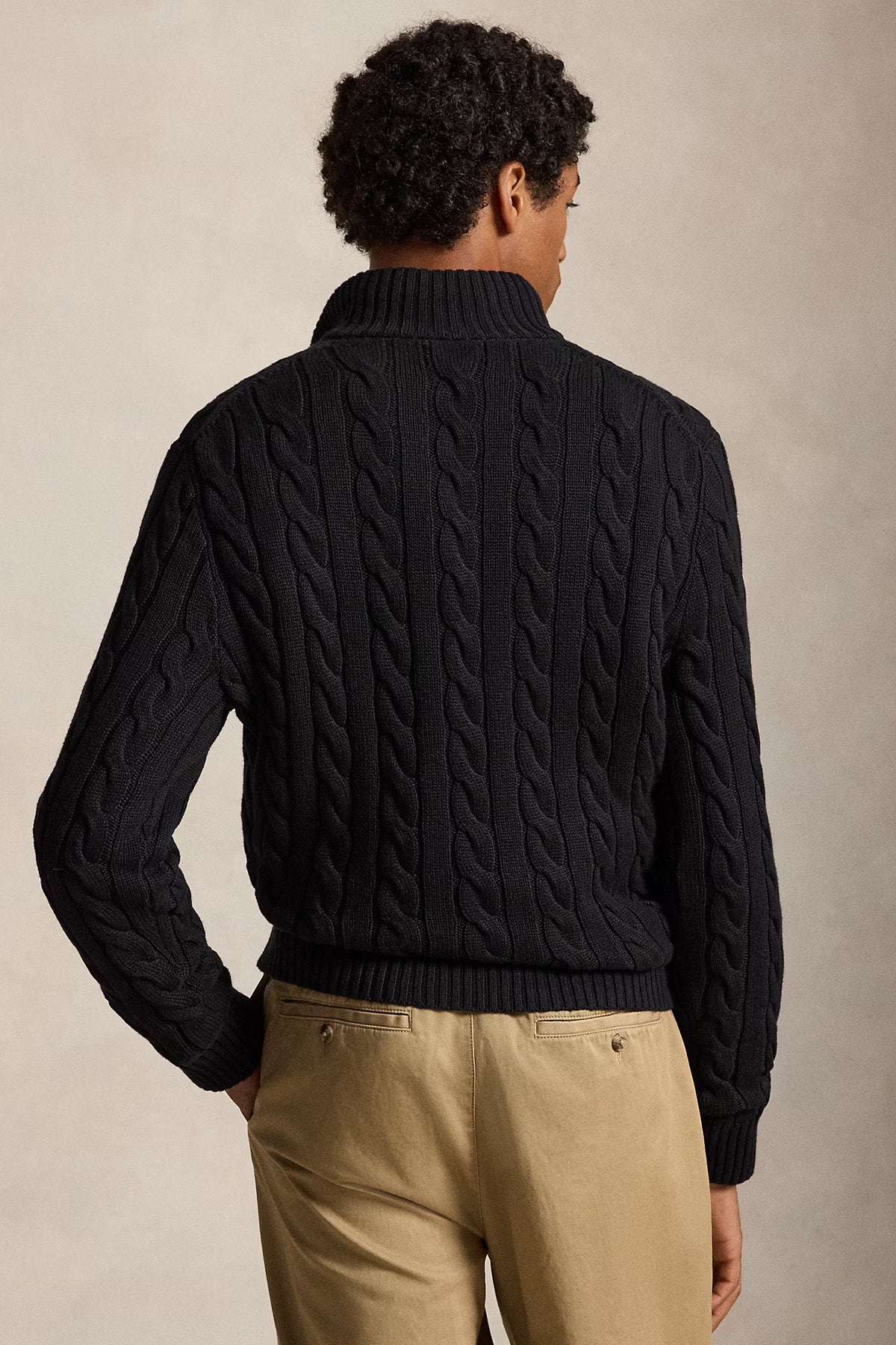 Polo Ralph Lauren Yarım Fermuarlı Dik Yaka Saç Örgü Triko