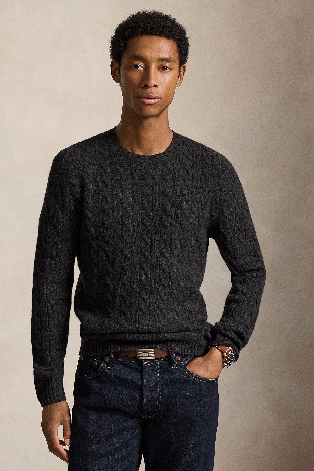 Polo Ralph Lauren Yuvarlak Yaka Saç Örgü Kaşmir Yün Triko
