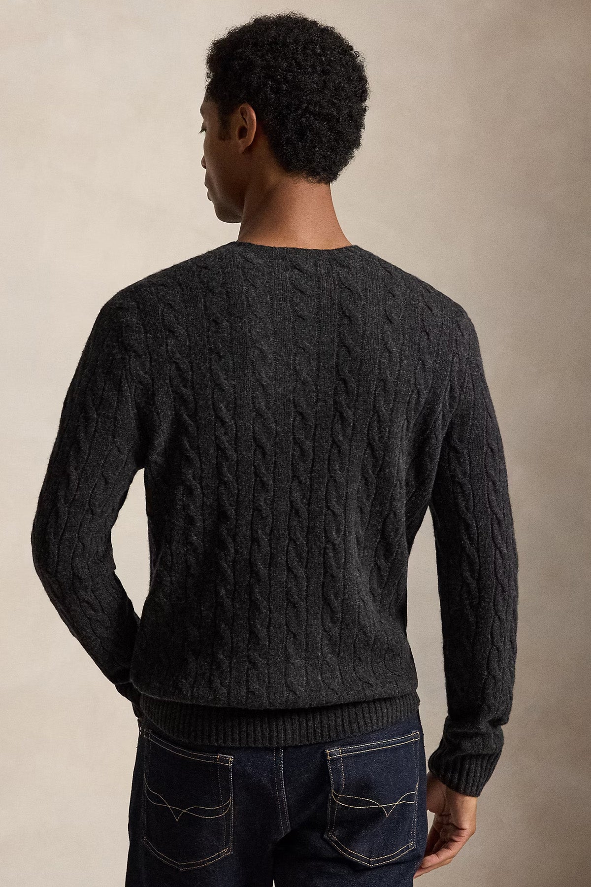 Polo Ralph Lauren Yuvarlak Yaka Saç Örgü Kaşmir Yün Triko