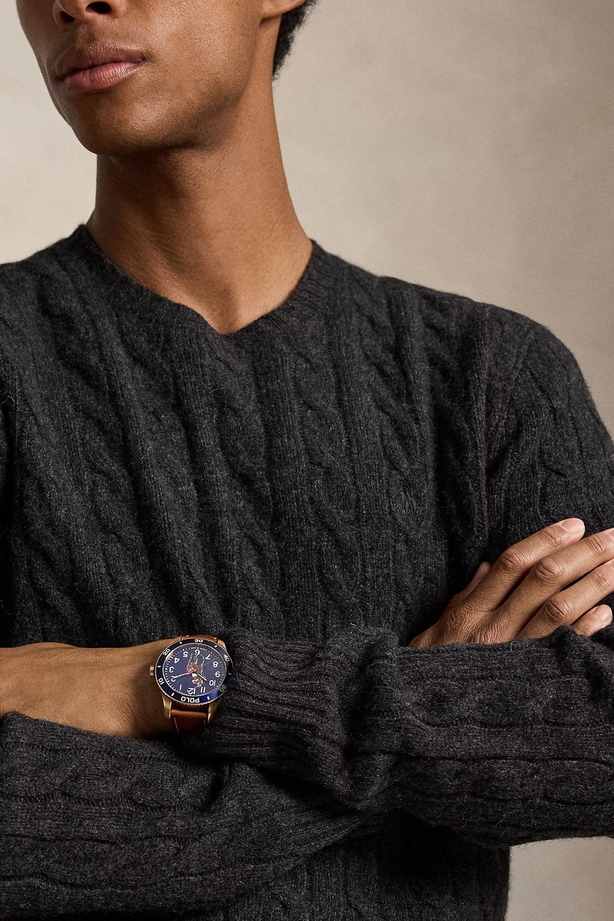 Polo Ralph Lauren Yuvarlak Yaka Saç Örgü Kaşmir Yün Triko