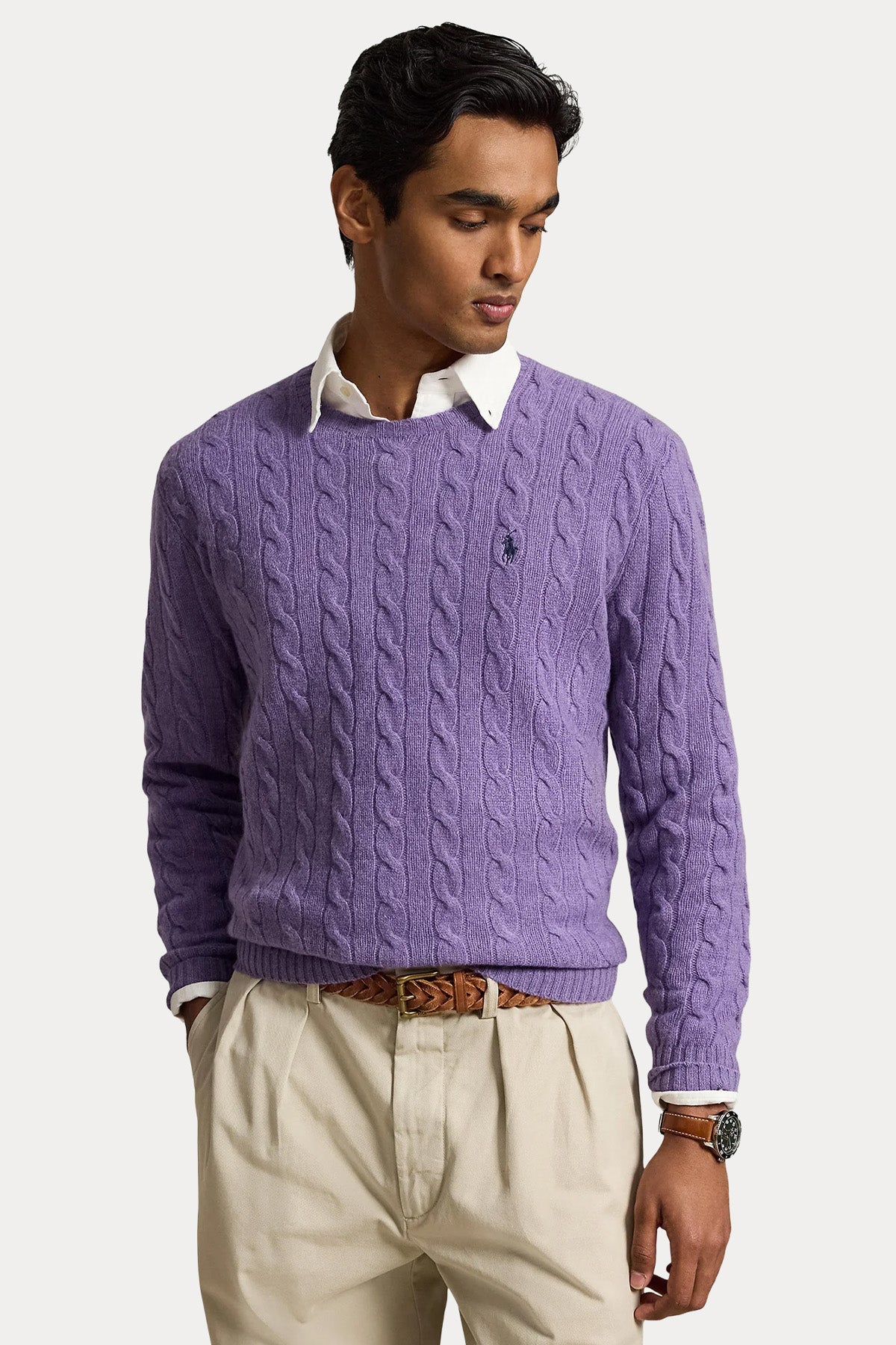Polo Ralph Lauren Yuvarlak Yaka Saç Örgü Kaşmir Yün Triko