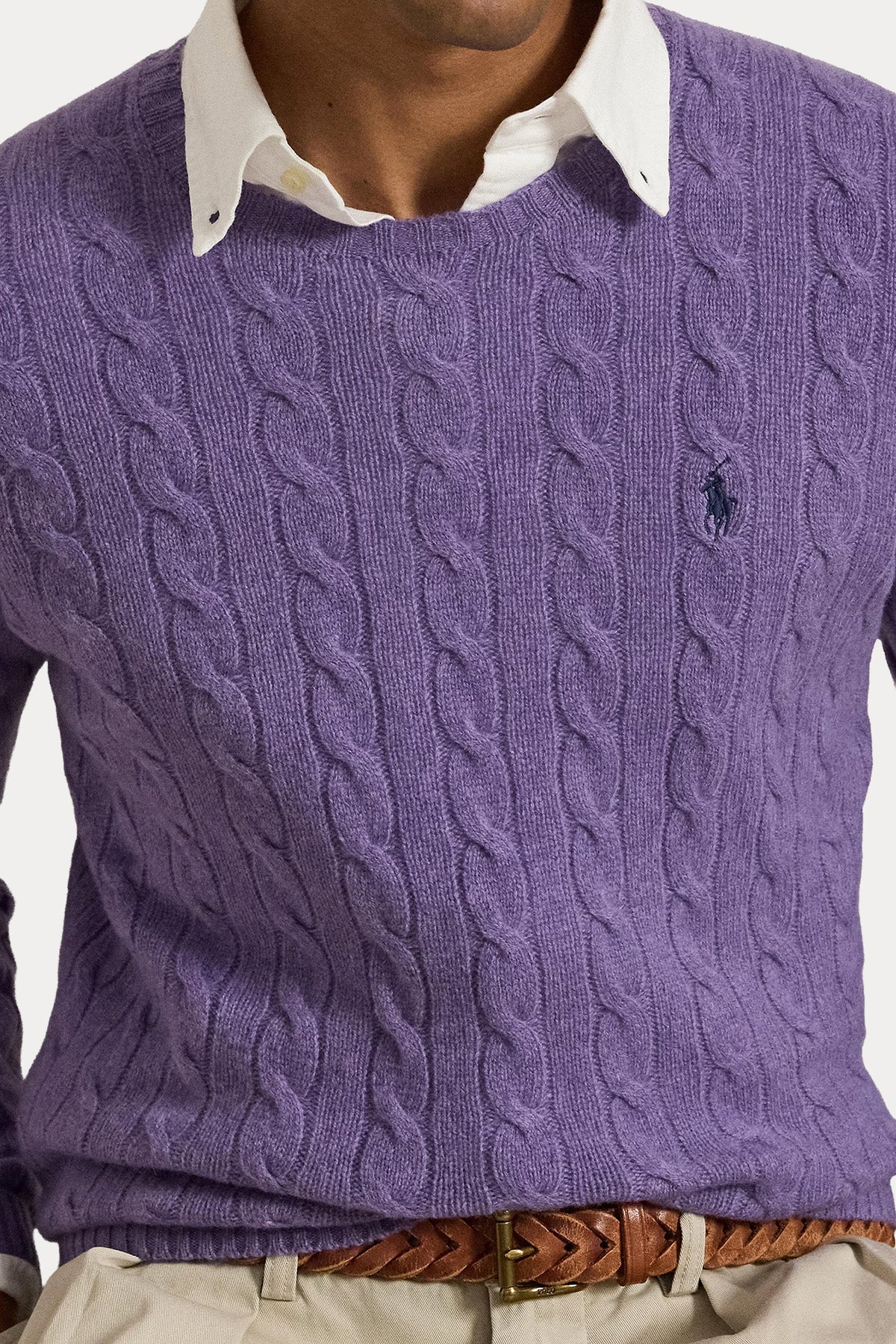 Polo Ralph Lauren Yuvarlak Yaka Saç Örgü Kaşmir Yün Triko