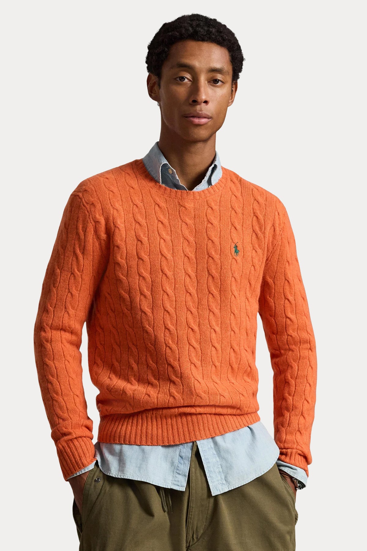 Polo Ralph Lauren Yuvarlak Yaka Saç Örgü Kaşmir Yün Triko