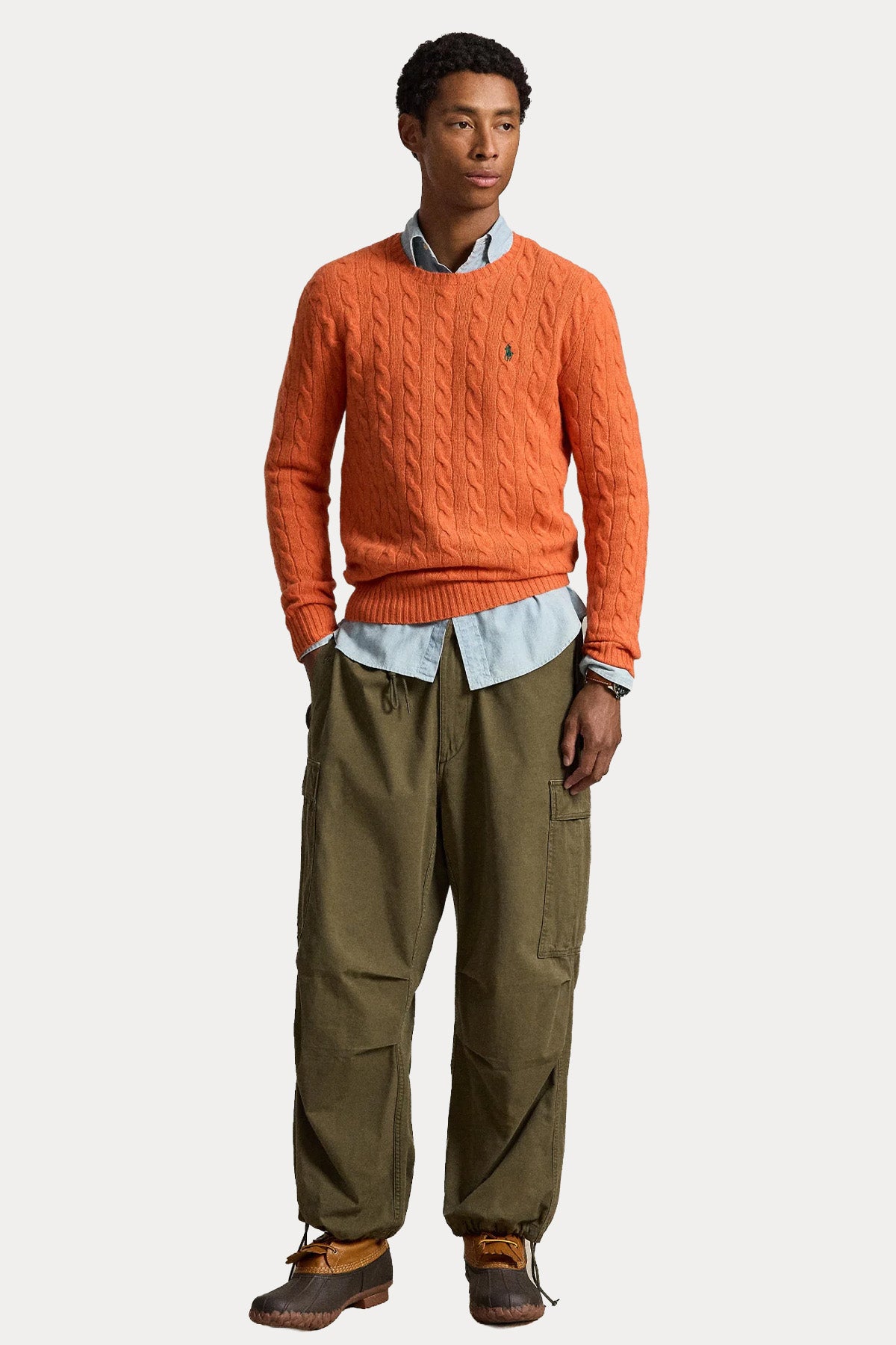 Polo Ralph Lauren Yuvarlak Yaka Saç Örgü Kaşmir Yün Triko
