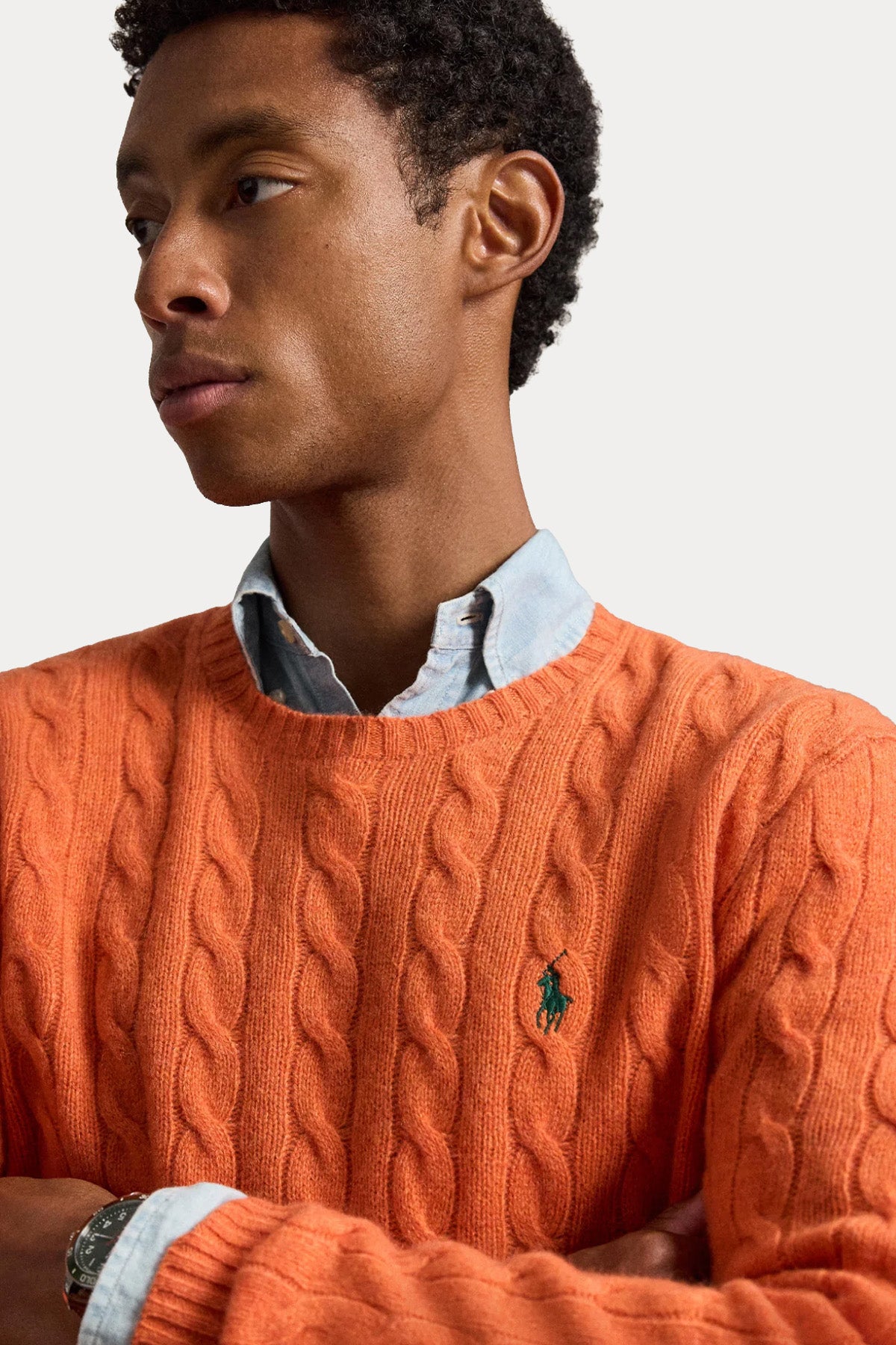 Polo Ralph Lauren Yuvarlak Yaka Saç Örgü Kaşmir Yün Triko
