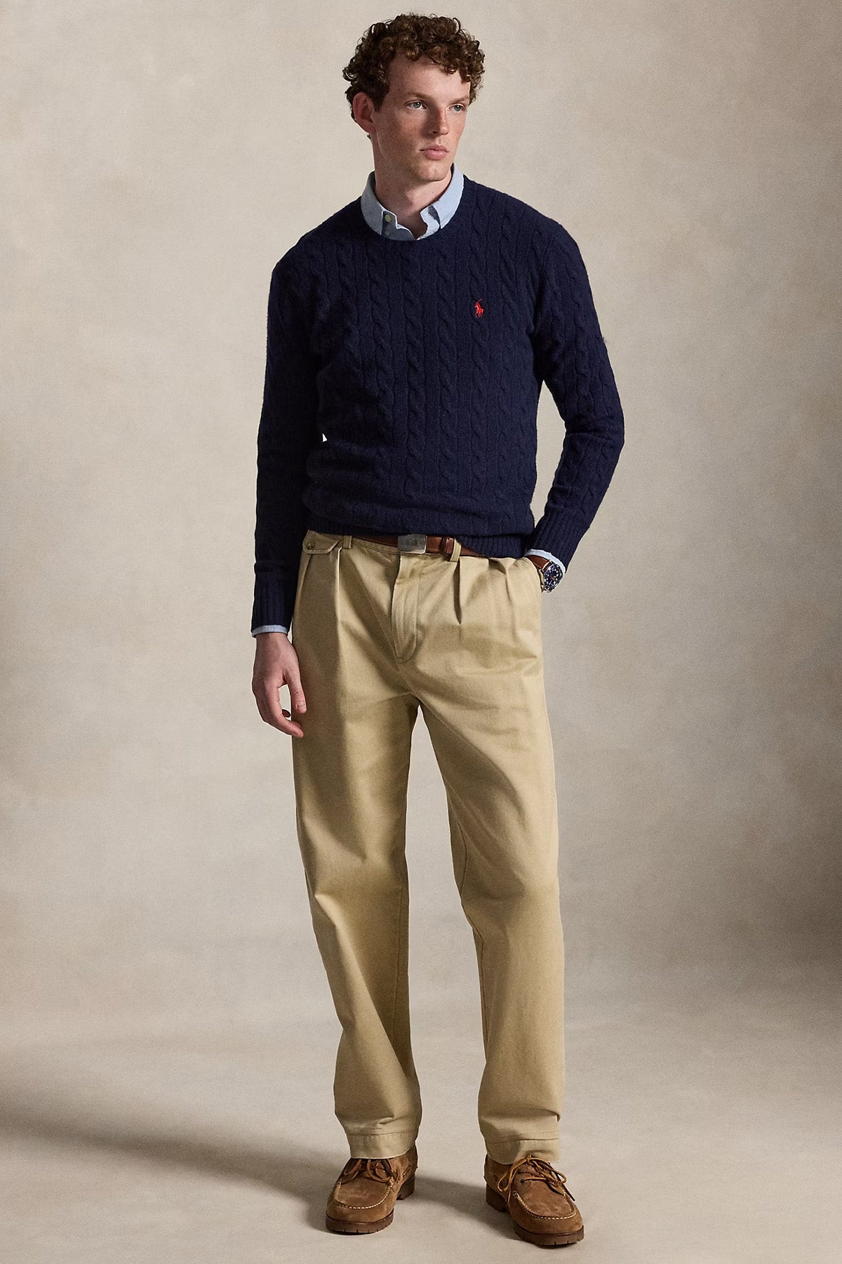 Polo Ralph Lauren Yuvarlak Yaka Saç Örgü Kaşmir Yün Triko