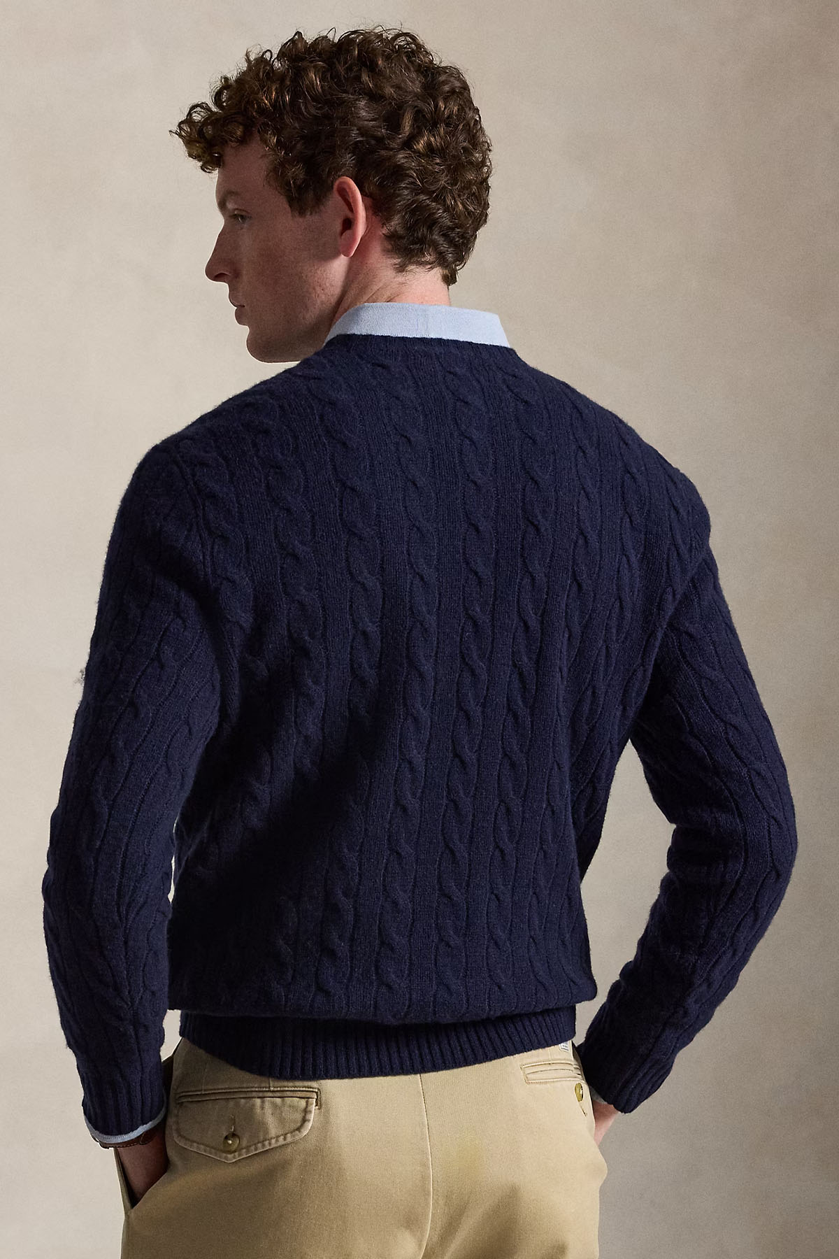 Polo Ralph Lauren Yuvarlak Yaka Saç Örgü Kaşmir Yün Triko