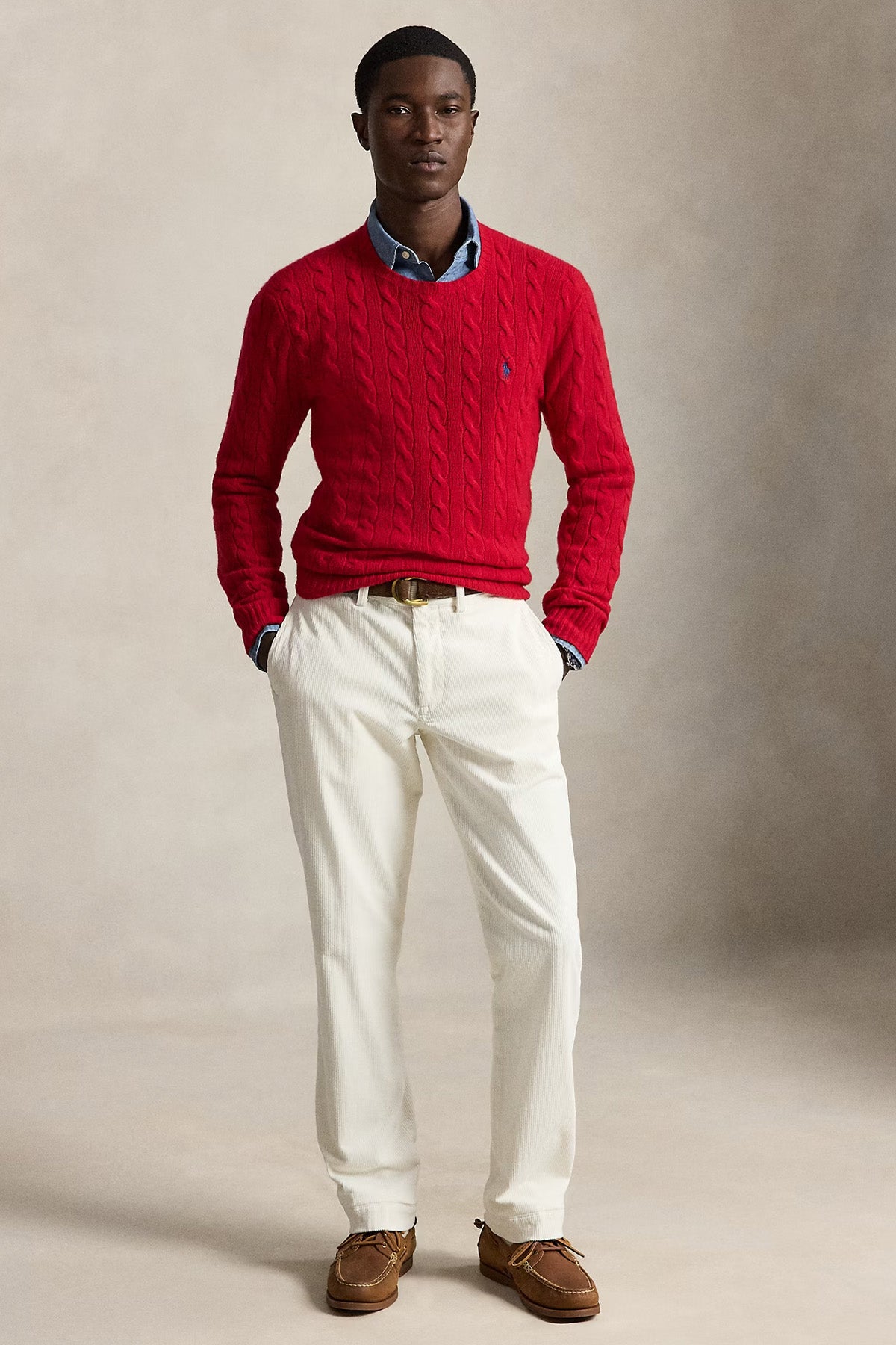 Polo Ralph Lauren Yuvarlak Yaka Saç Örgü Kaşmir Yün Triko