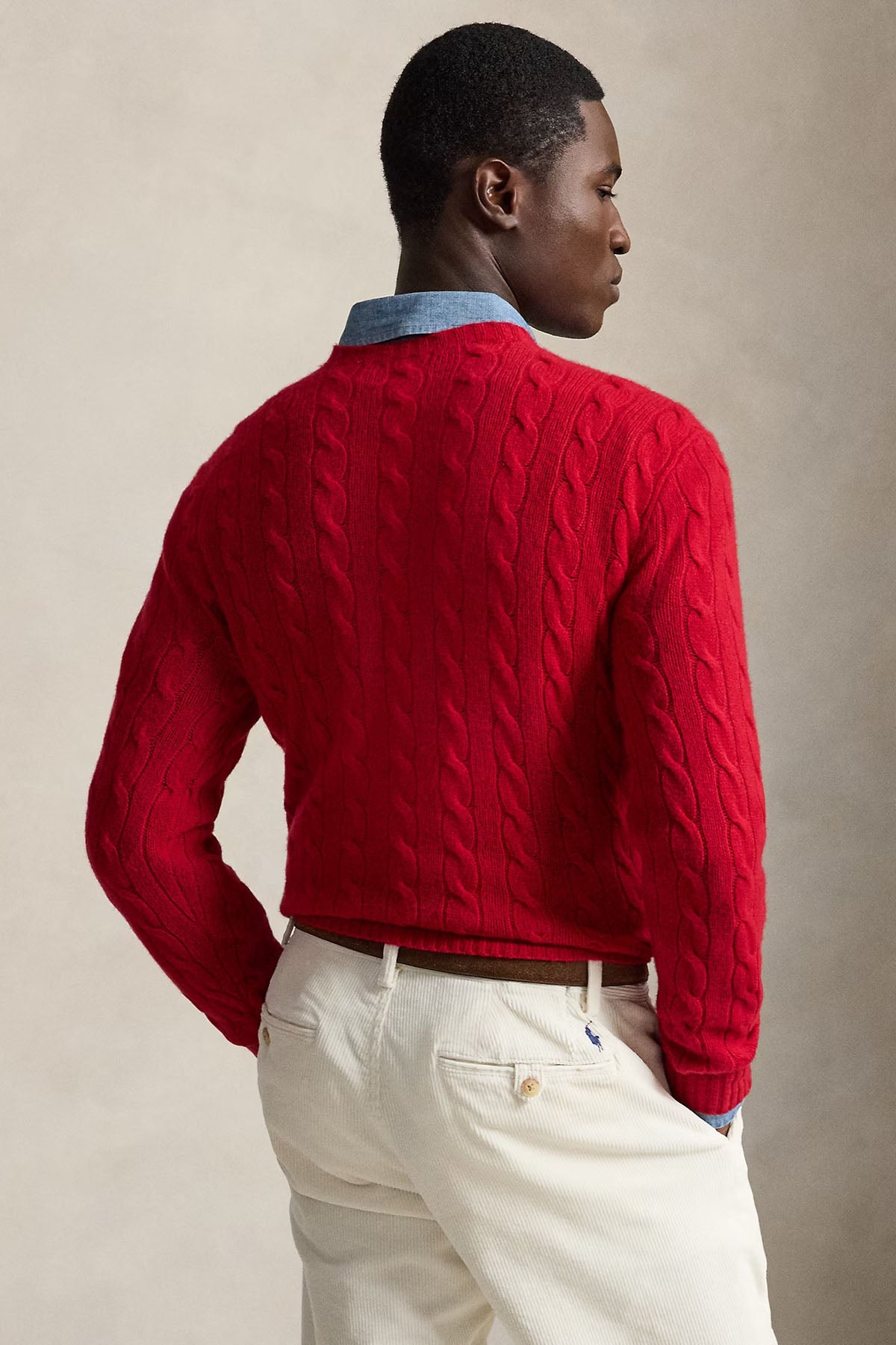 Polo Ralph Lauren Yuvarlak Yaka Saç Örgü Kaşmir Yün Triko