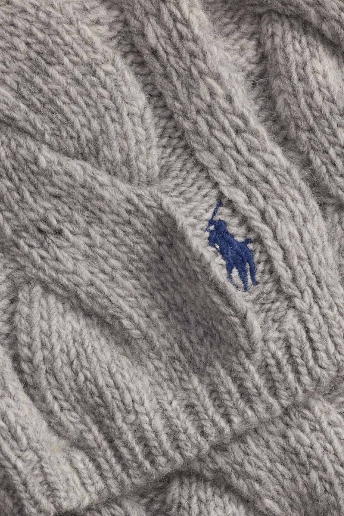 Polo Ralph Lauren Pony Logolu Saç Örgü Yün Atkı