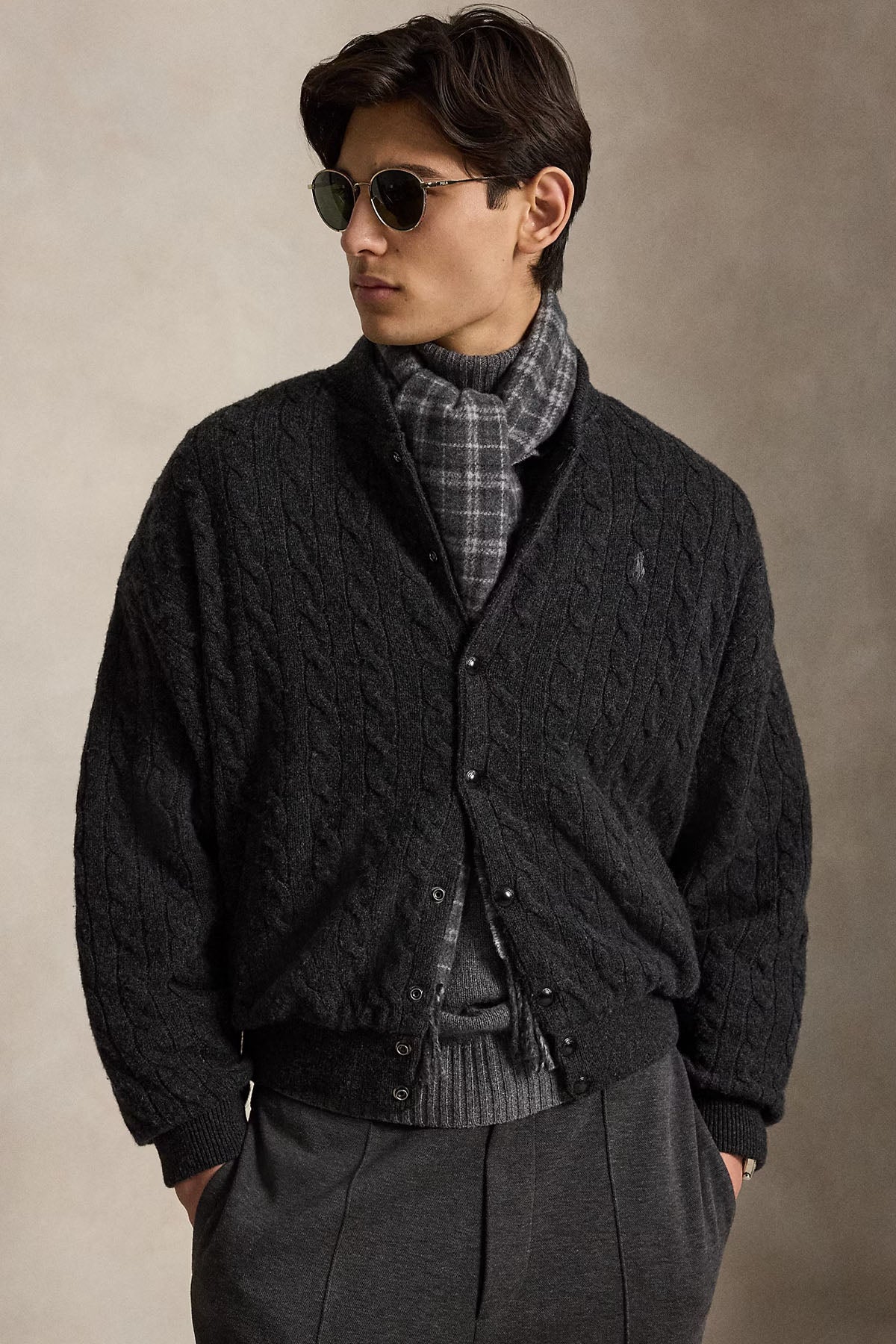 Polo Ralph Lauren Relaxed Fit Kaşmir Saç Örgü Yün Ceket