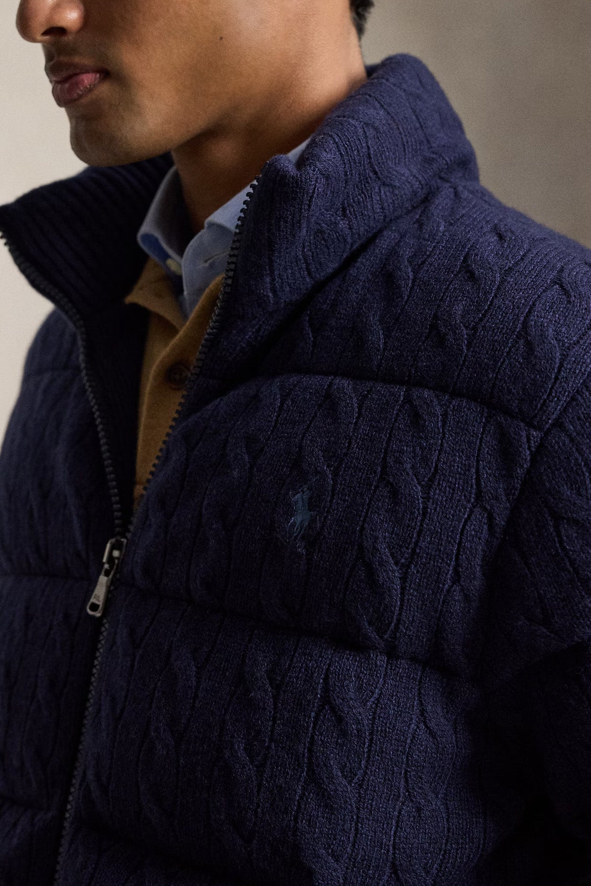 Polo Ralph Lauren Relaxed Fit Kaşmir Saç Örgü Yün Puffer Mont