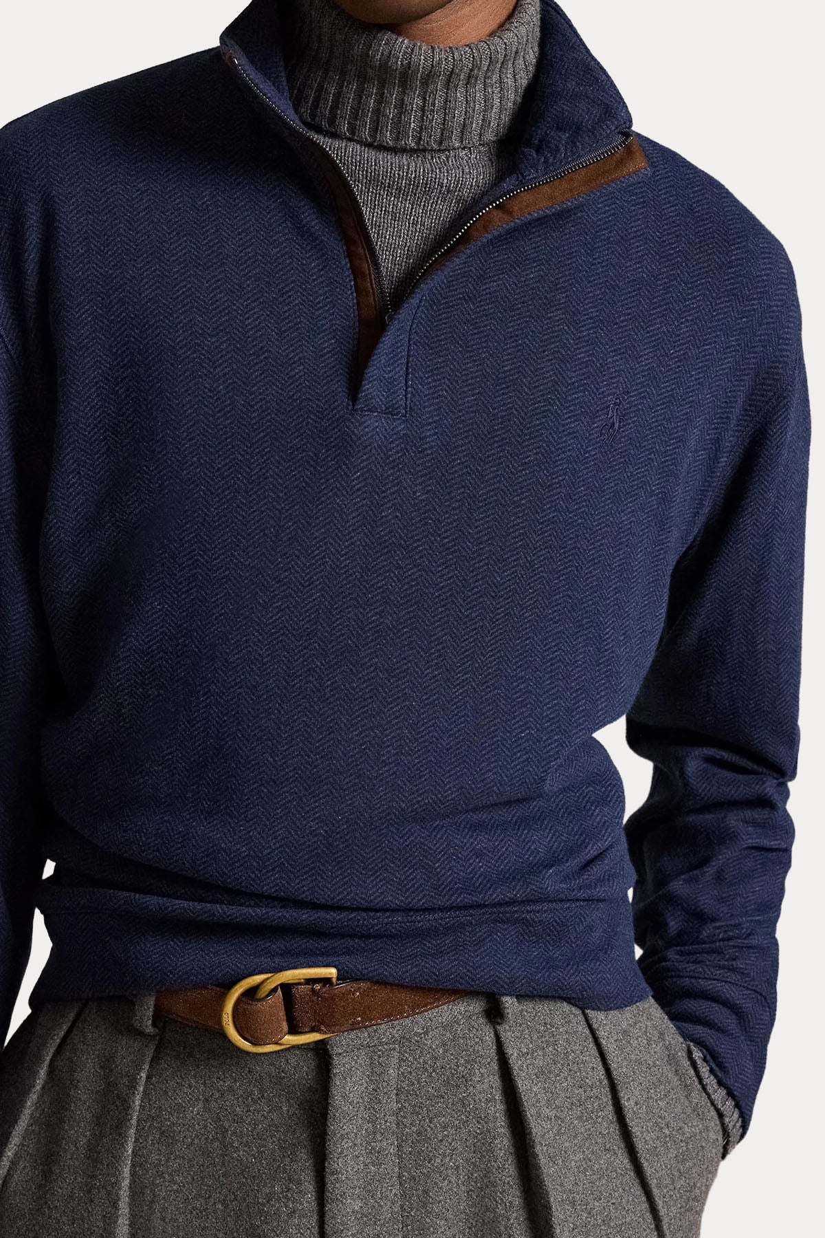 Polo Ralph Lauren Relaxed Fit Fermuarlı Dik Yaka Triko