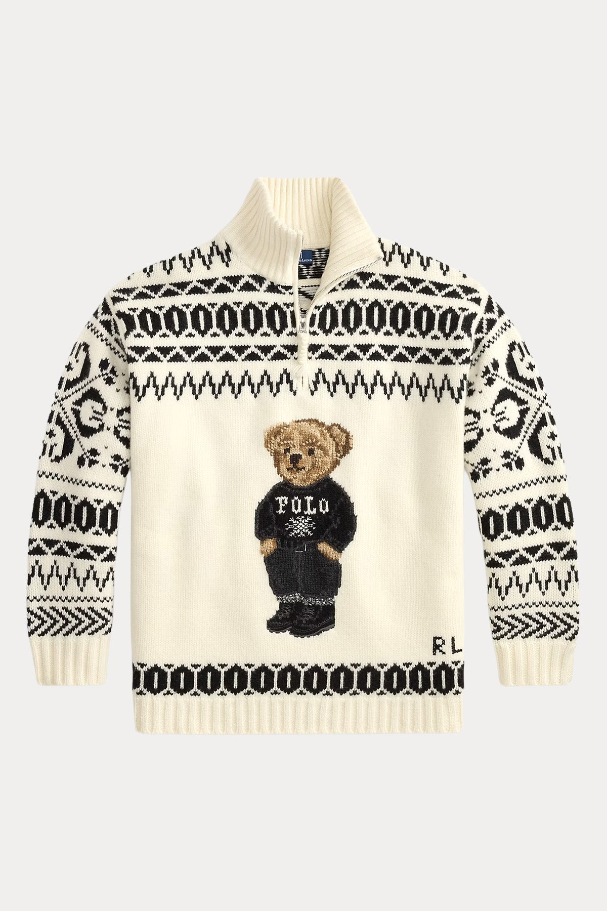 Polo Ralph Lauren Relaxed Fit Polo Bear Fermuarlı Dik Yaka Örgü Kaşmir Yün Triko