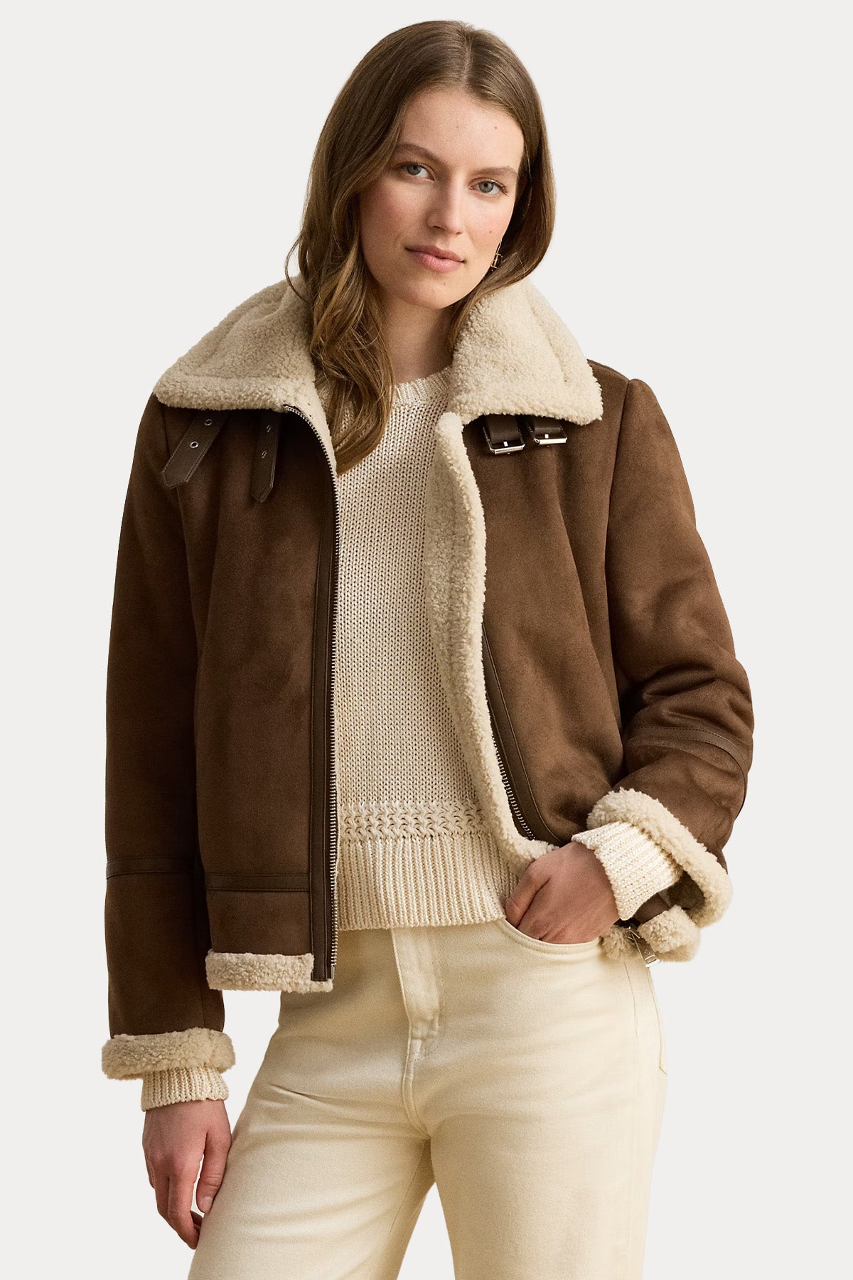 Polo Ralph Lauren Regular Fit İçi Kürklü Nubuk Biker Ceket