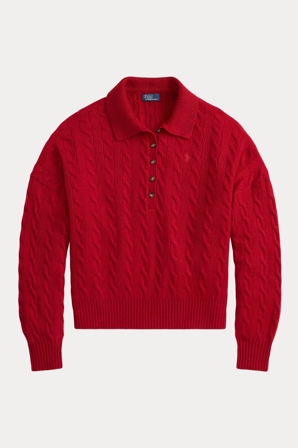 Polo Ralph Lauren Relaxed Fit Kaşmir Saç Örgü Polo Yaka Yün Triko