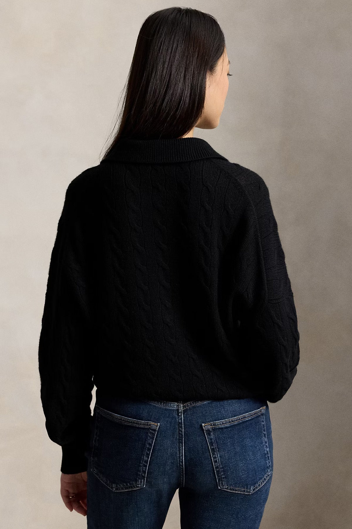 Polo Ralph Lauren Relaxed Fit Kaşmir Saç Örgü Polo Yaka Yün Triko
