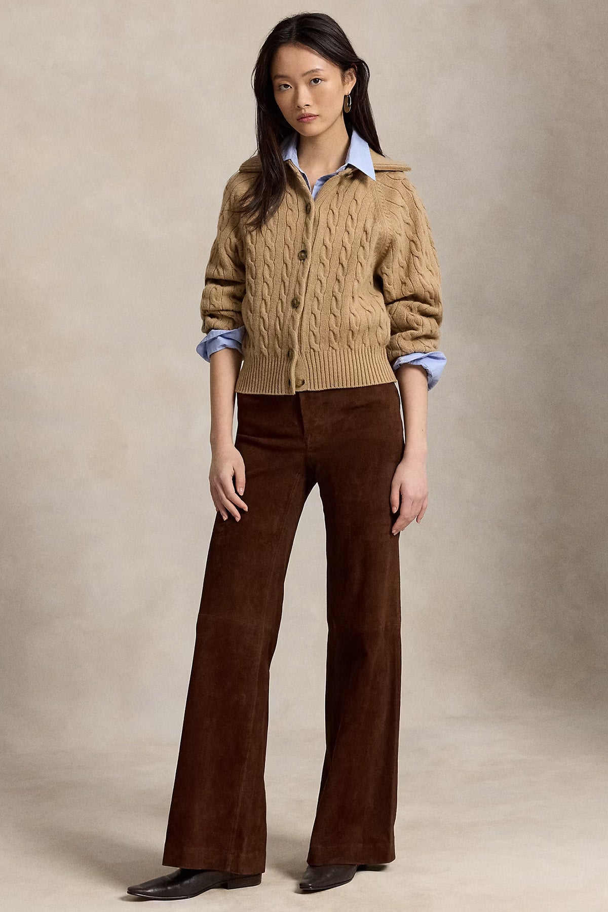 Polo Ralph Lauren Relaxed Fit Saç Örgü Kaşmir Yün Triko Ceket