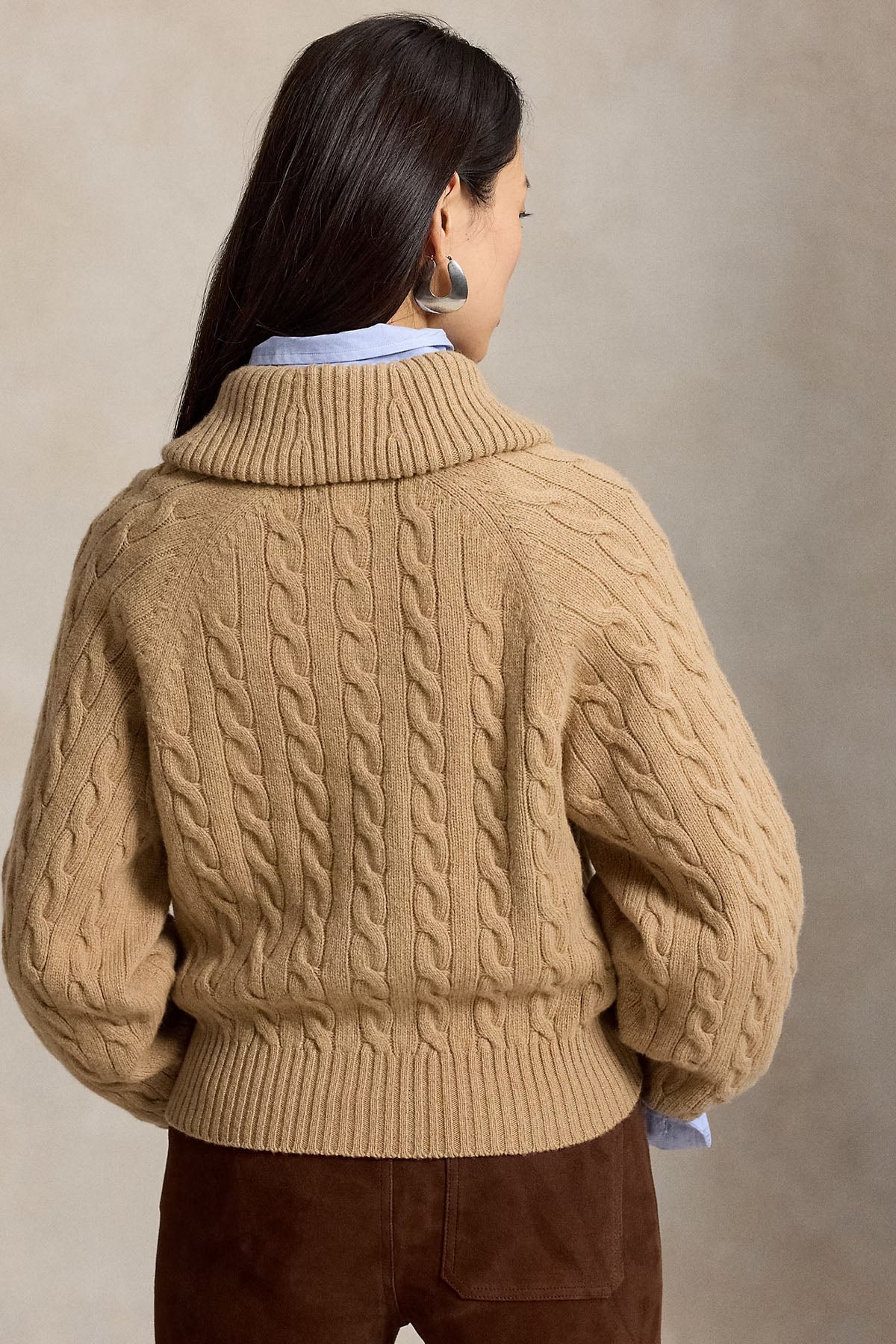 Polo Ralph Lauren Relaxed Fit Saç Örgü Kaşmir Yün Triko Ceket