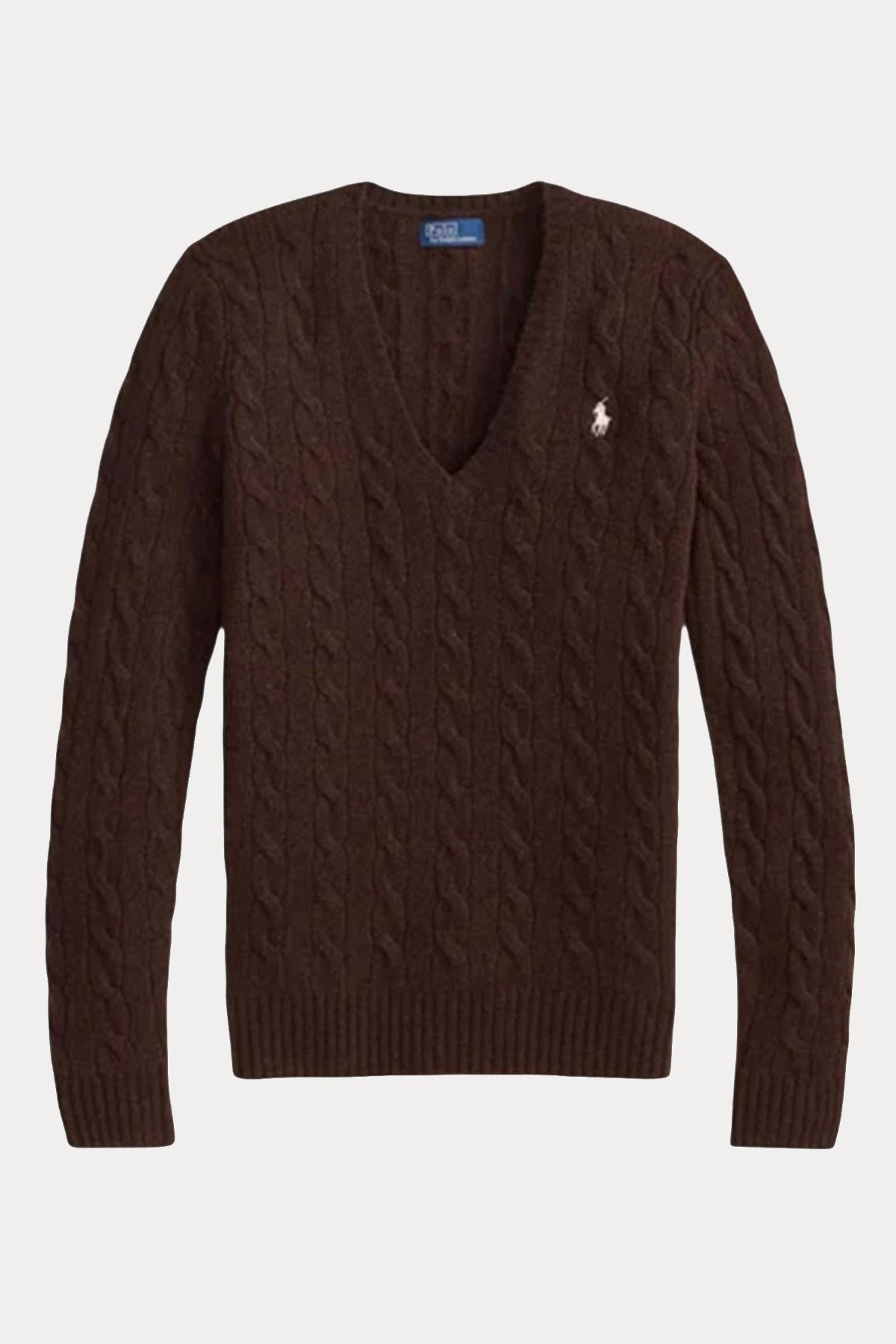 Polo Ralph Lauren Slim Fit V Yaka Saç Örgü Kaşmir Yün Triko