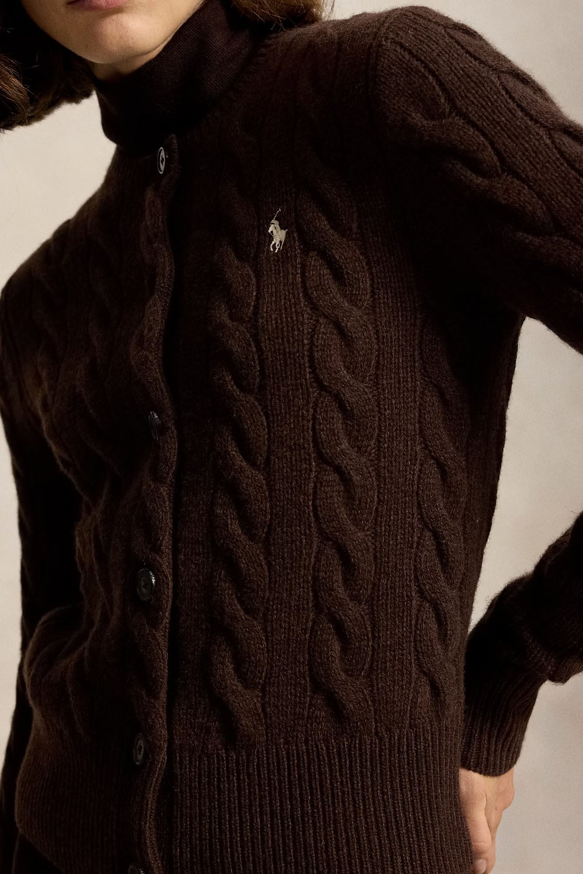 Polo Ralph Lauren Slim Fit Saç Örgü Kaşmir Yün Triko Ceket
