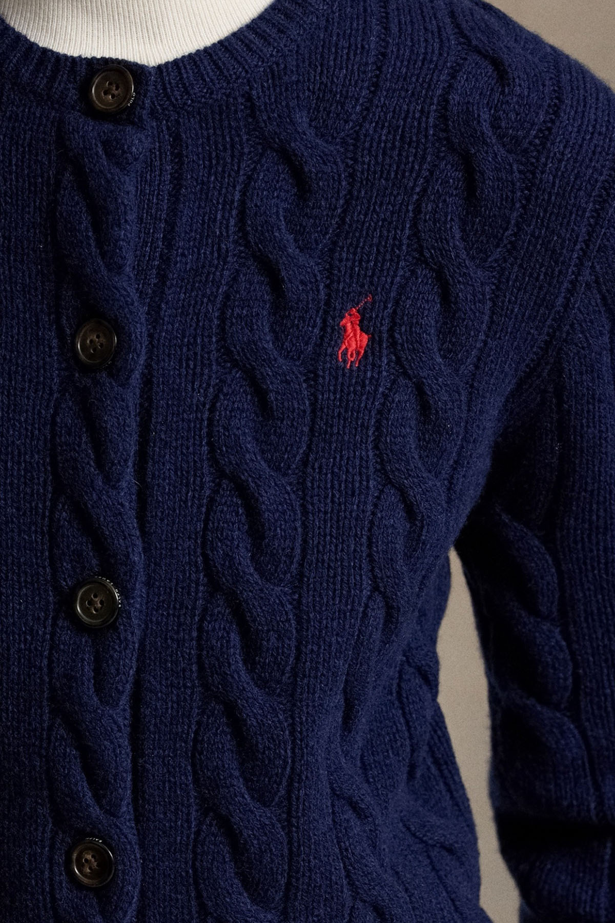 Polo Ralph Lauren Slim Fit Saç Örgü Kaşmir Yün Triko Ceket