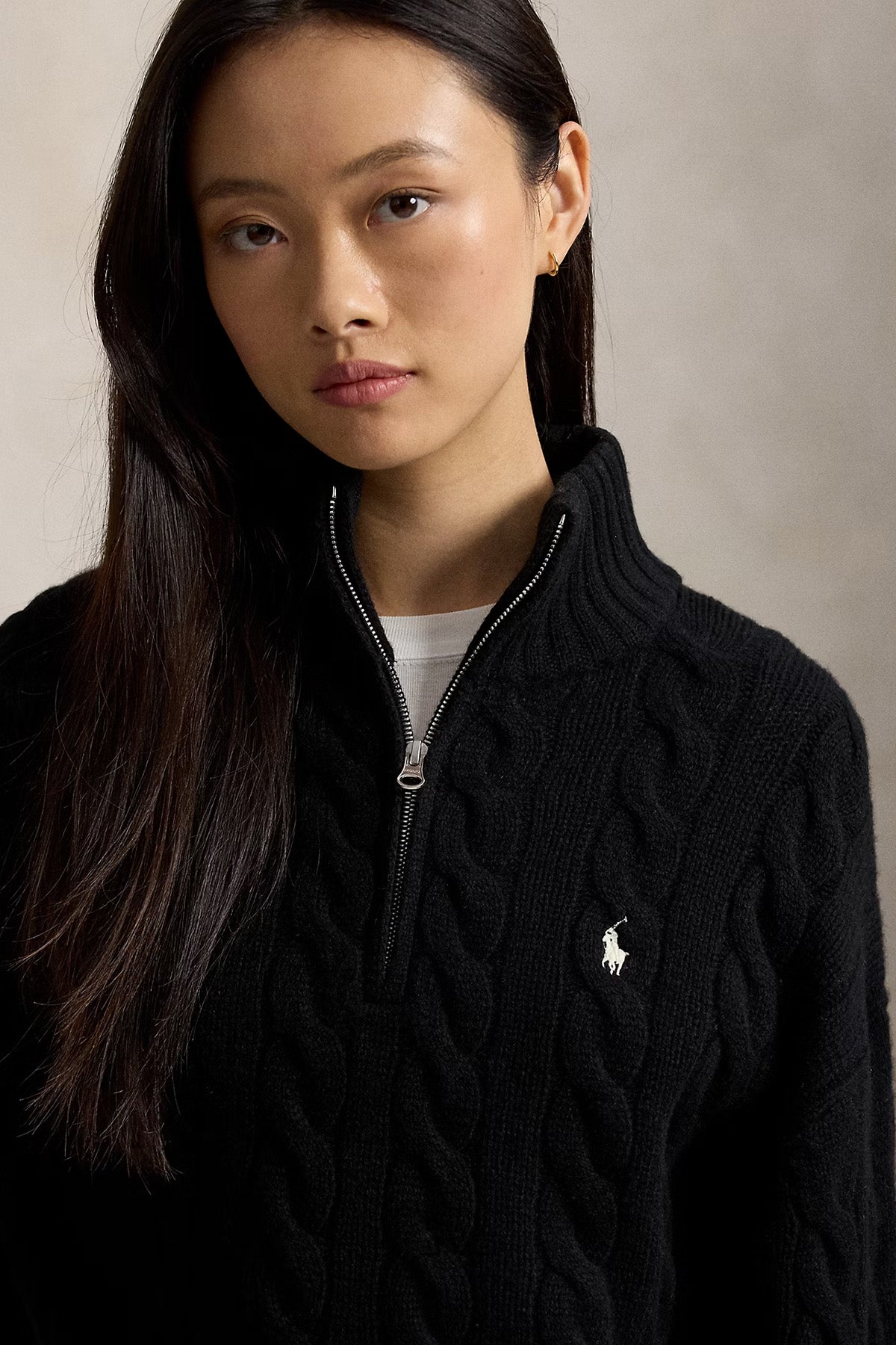 Polo Ralph Lauren Relaxed Fit Perkins Yaka Saç Örgü Kaşmir Yün Triko