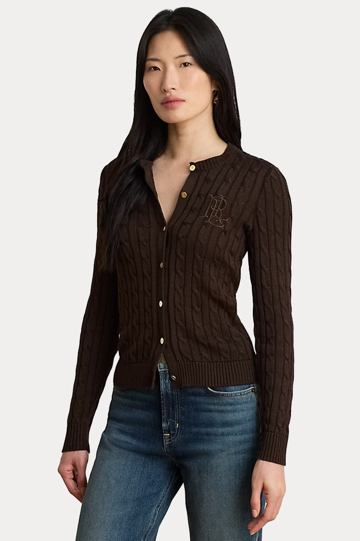 Polo Ralph Lauren Slim Fit Logolu Saç Örgü Triko Ceket
