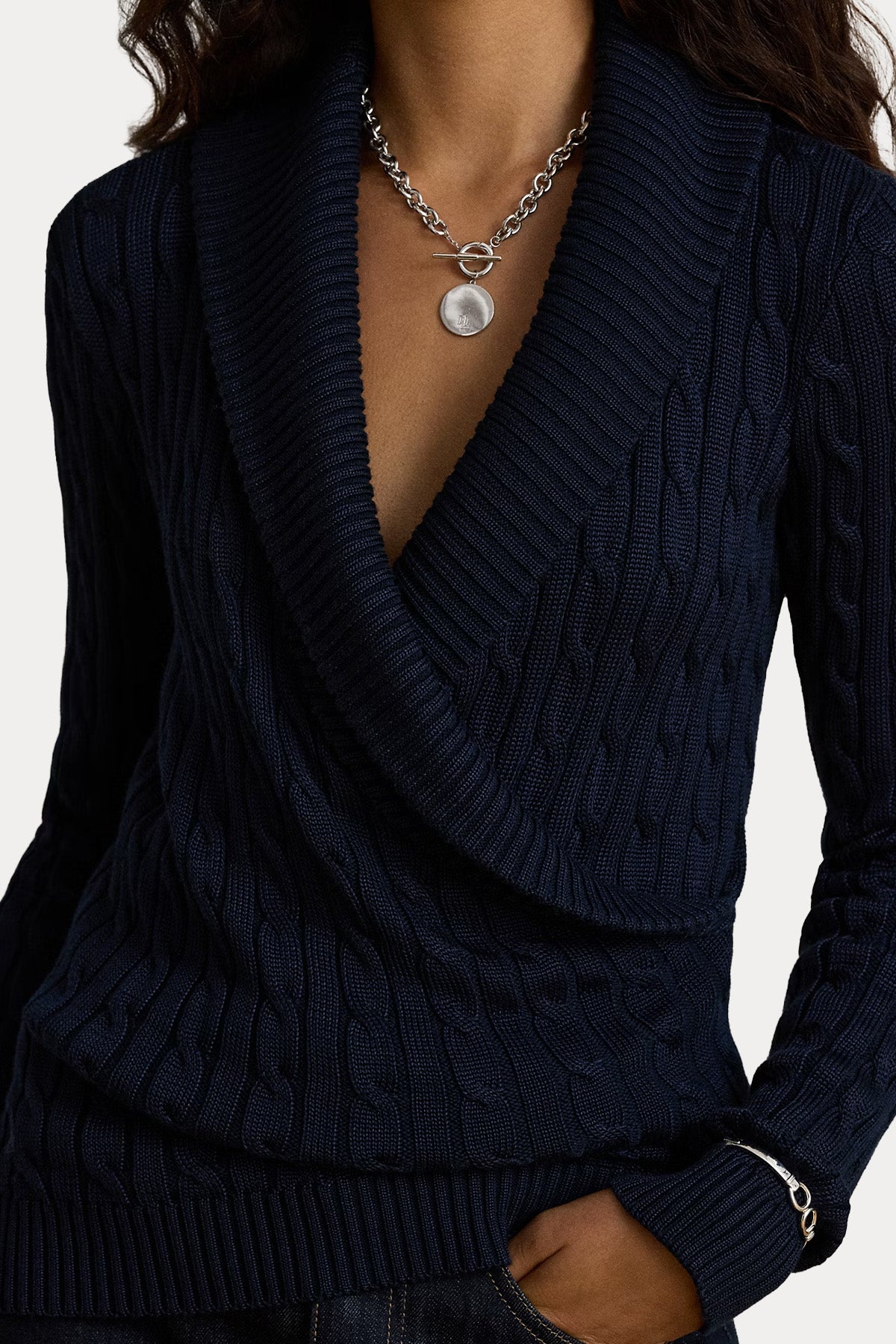Polo Ralph Lauren Relaxed Fit Kruvaze Saç Örgü Triko