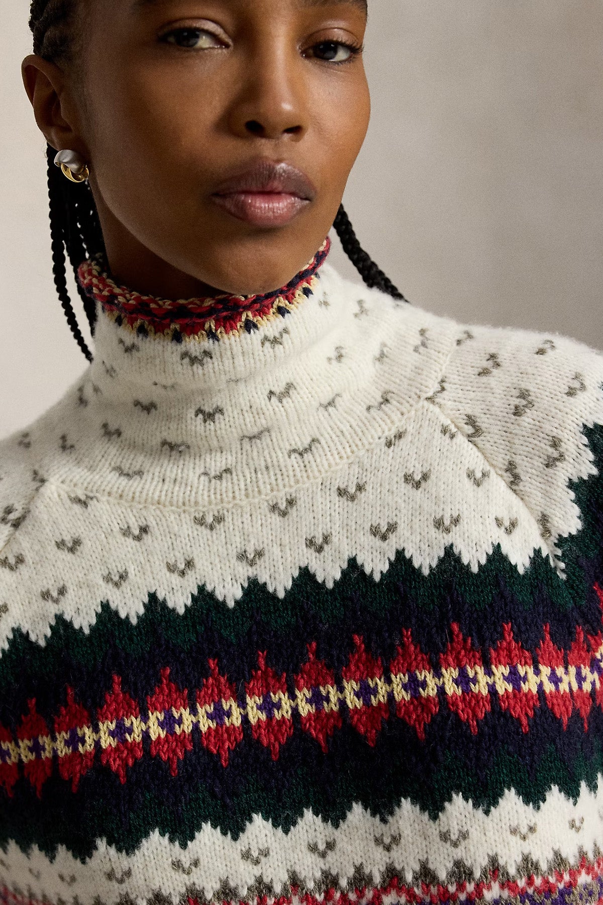 Polo Ralph Lauren Relaxed Fit Fair Isle Desenli Dik Yaka Örgü Yün Triko