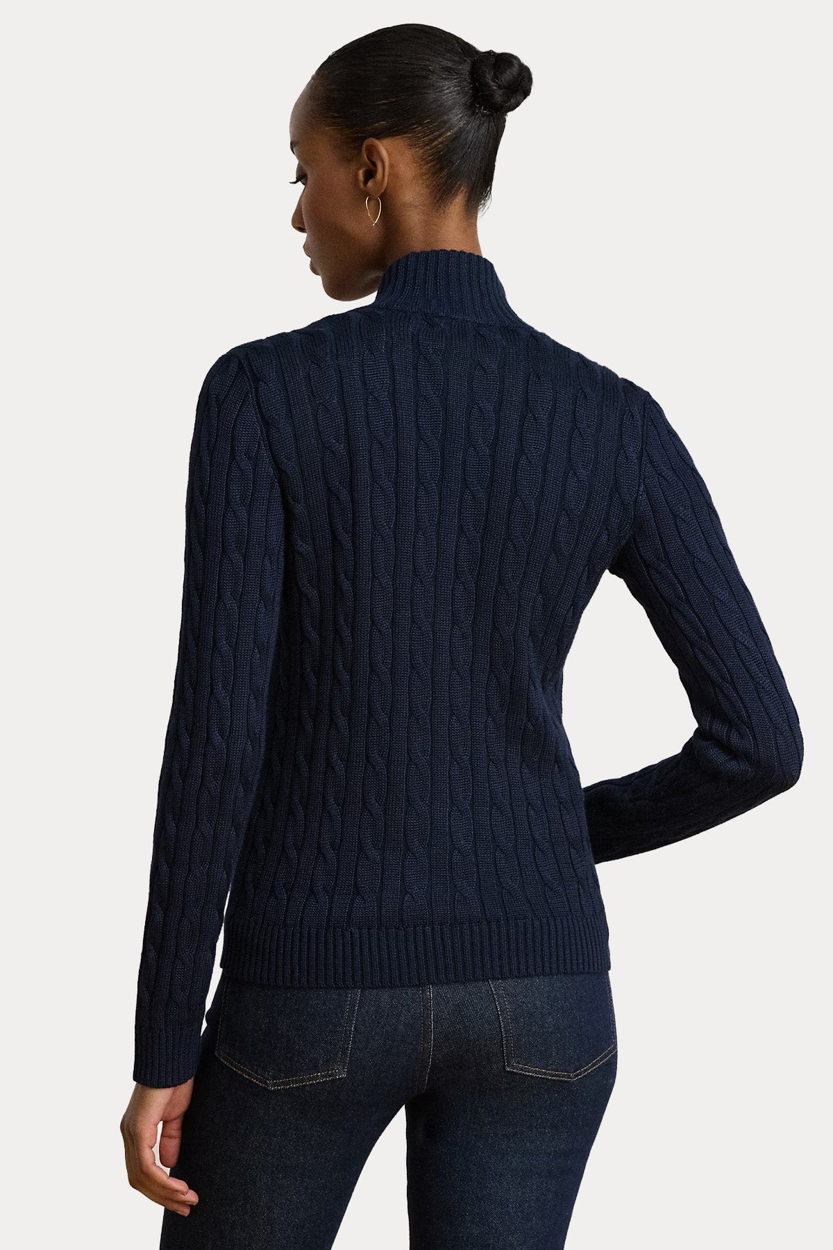 Polo Ralph Lauren Slim Fit Dik Yaka Saç Örgü Triko Ceket