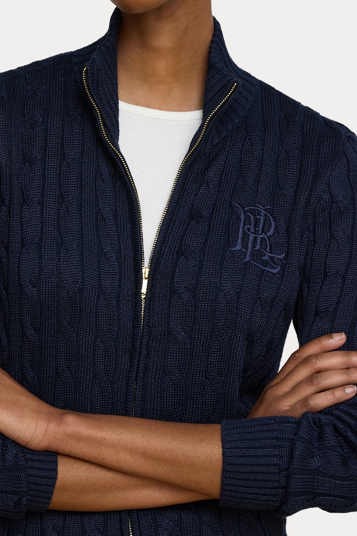 Polo Ralph Lauren Slim Fit Dik Yaka Saç Örgü Triko Ceket