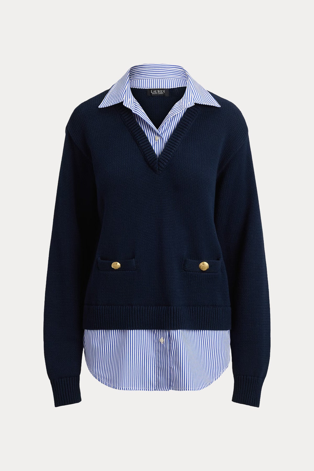 Polo Ralph Lauren Relaxed Fit Gömlek Kombinasyonlu Örgü Triko