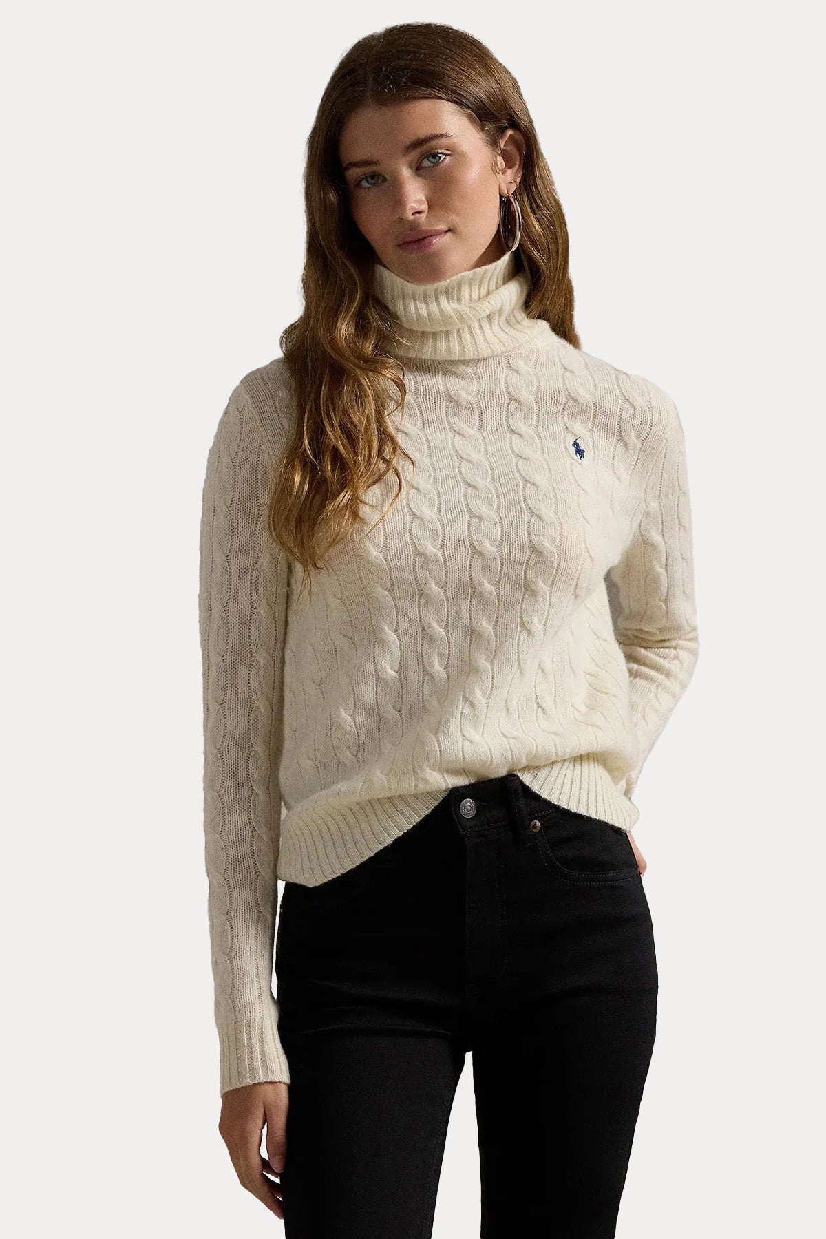 Polo Ralph Lauren Kaşmir Balıkçı Yaka Saç Örgü Yün Triko