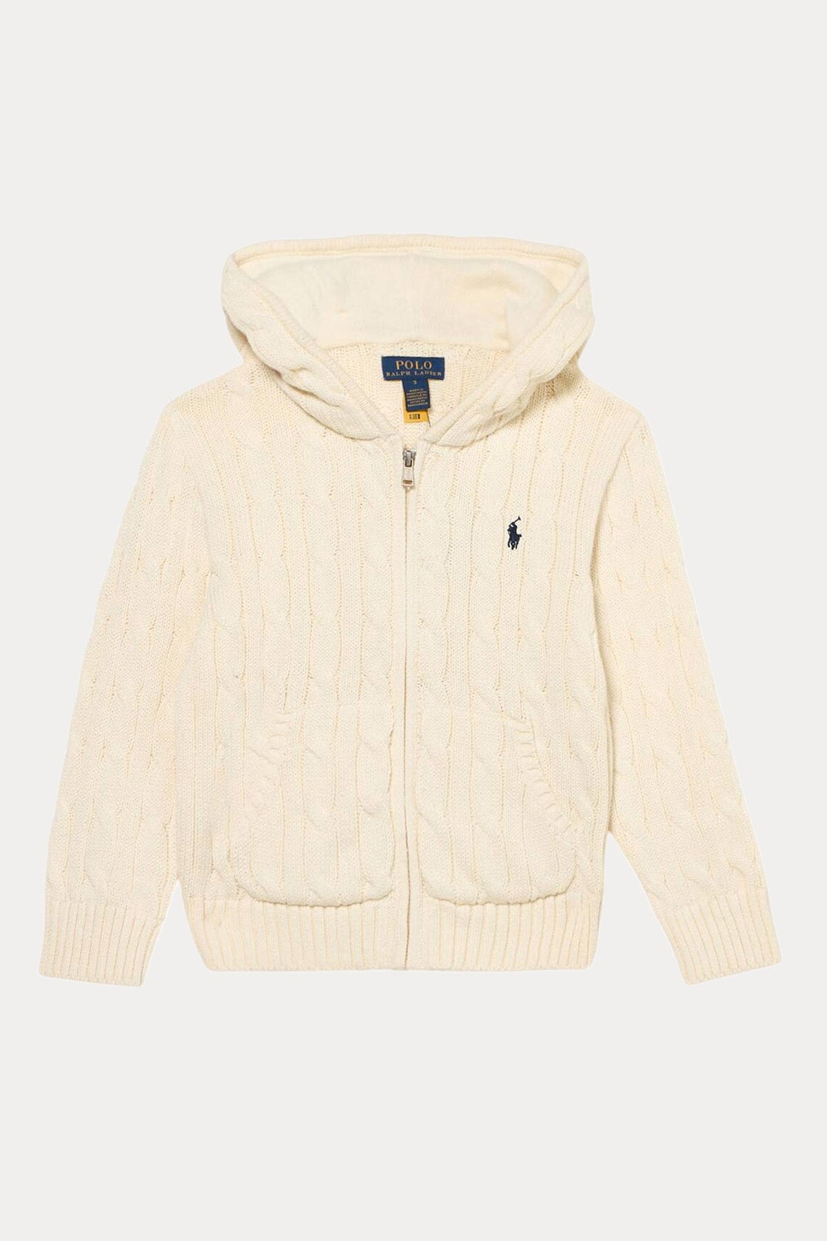 Polo Ralph Lauren Kids 3-6 Yaş Unisex Çocuk Saç Örgü Kapüşonlu Triko Ceket