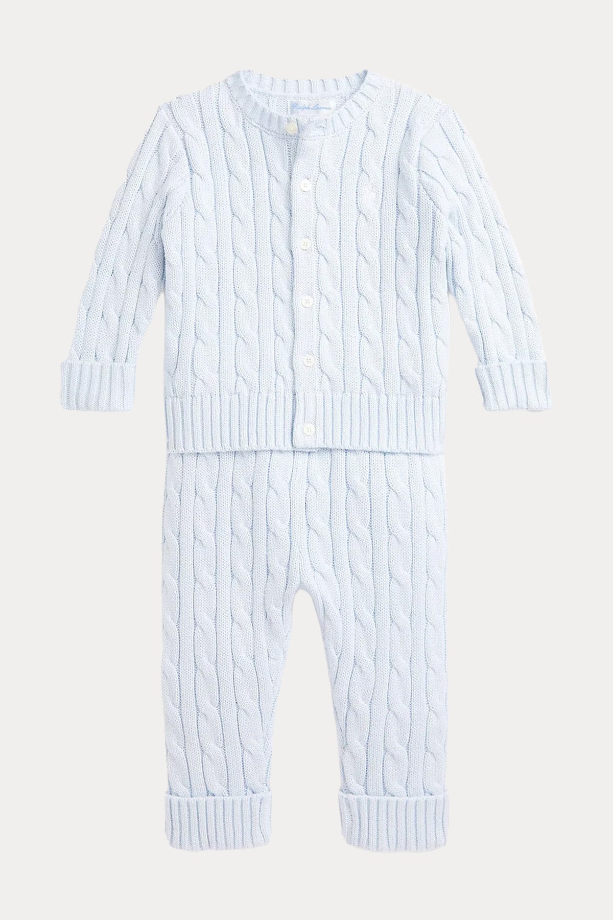Polo Ralph Lauren Kids 9-12 Aylık Erkek Bebek Saç Örgü Ceket Pantolon Set