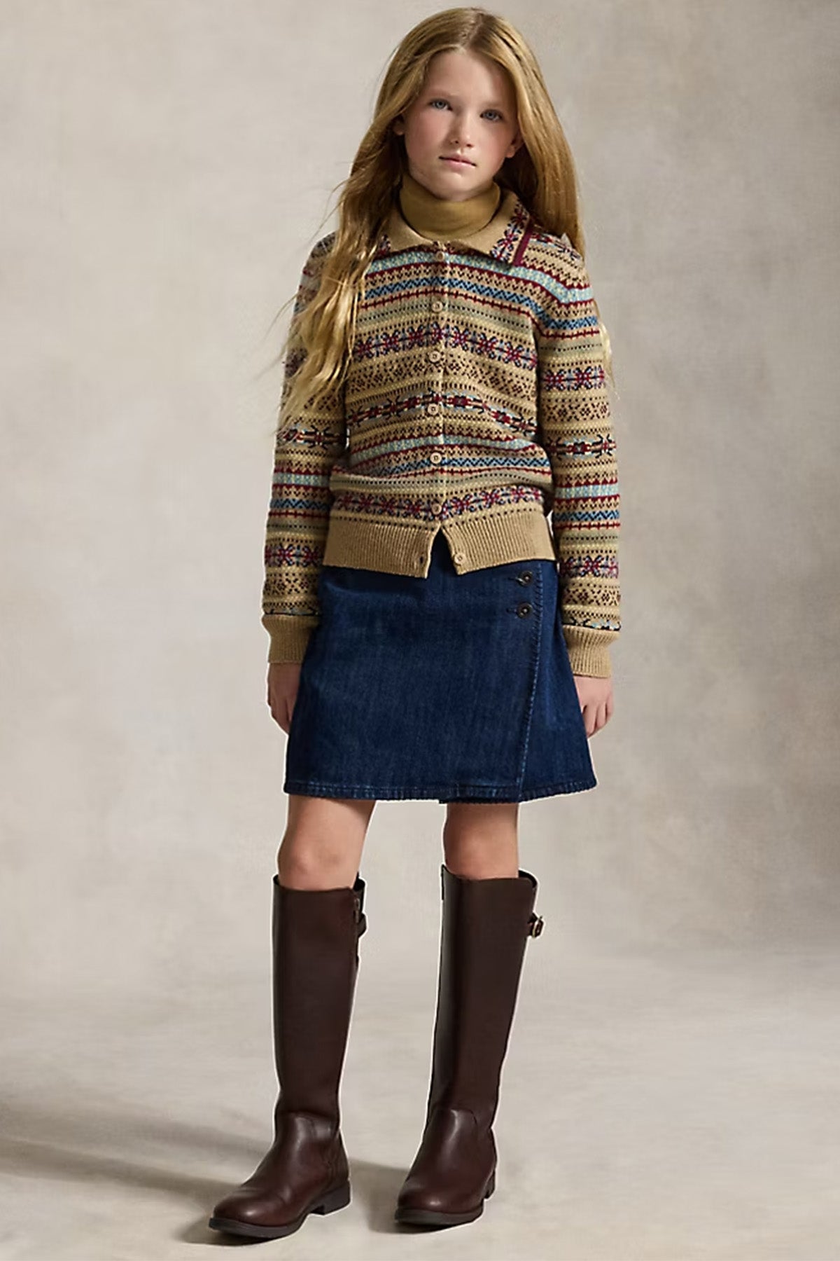 Polo Ralph Lauren Kids 7-8 Yaş Kız Çocuk Kruvaze Mini Denim Etek