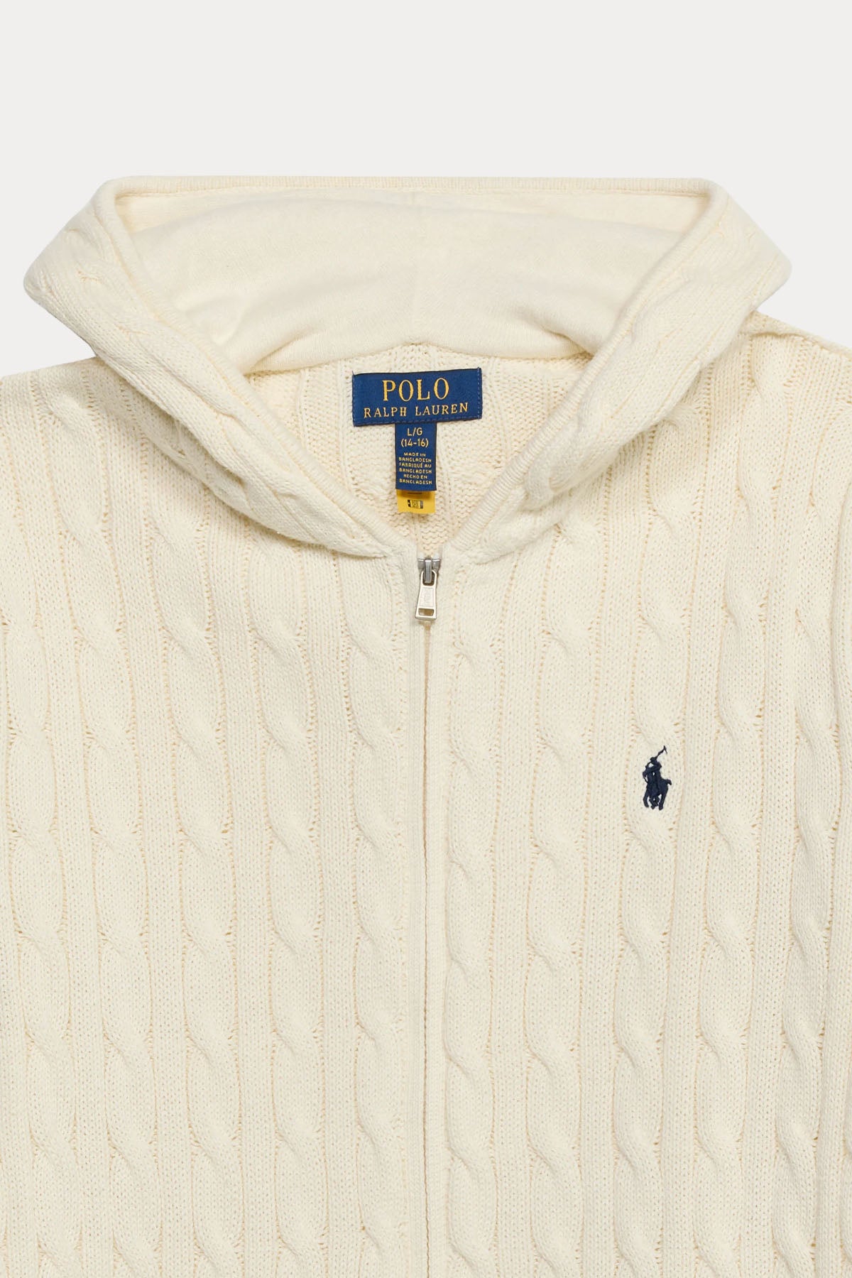Polo Ralph Lauren Kids S-L Beden Unisex Çocuk Kapüşonlu Saç Örgü Triko Ceket