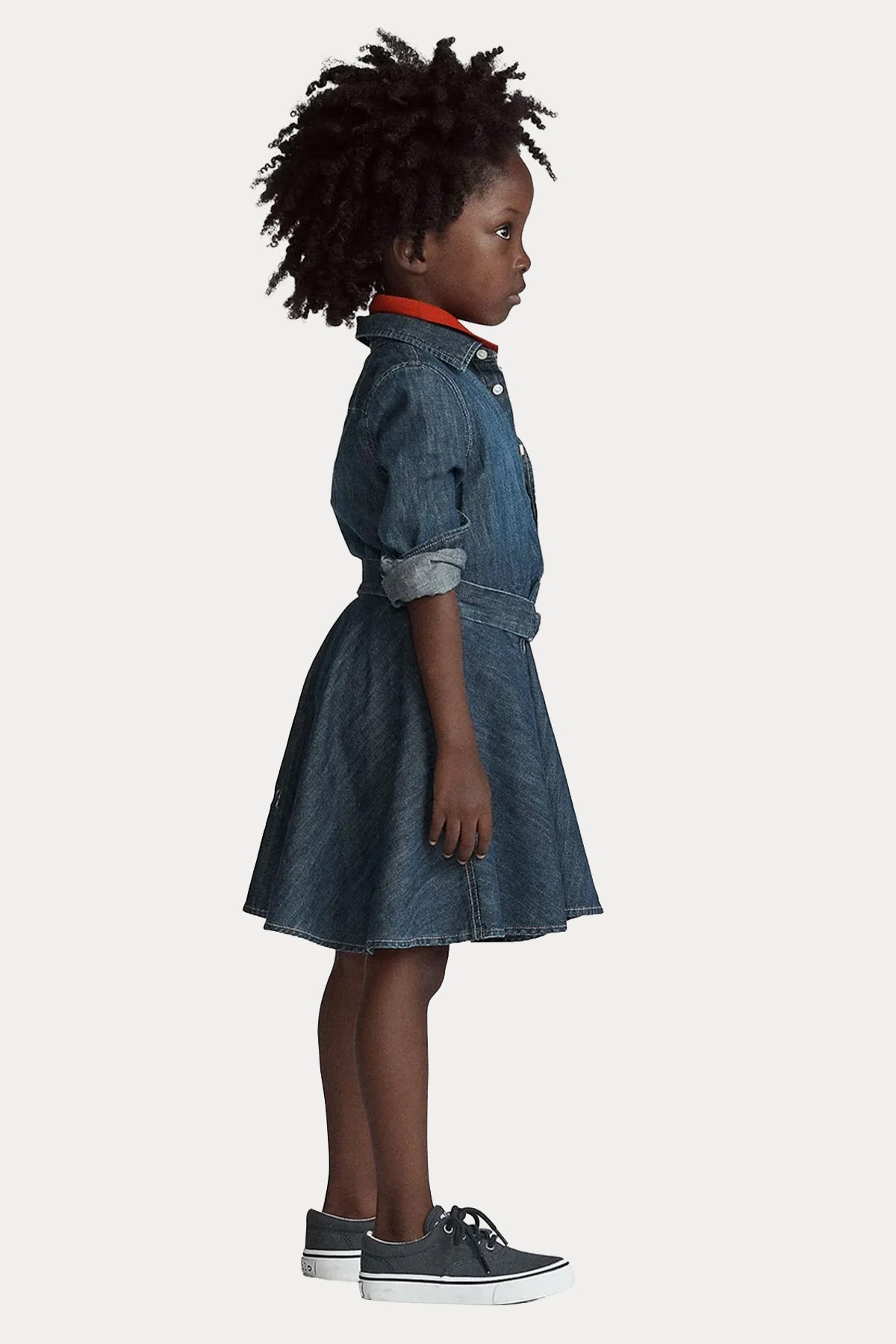 Polo Ralph Lauren Kids 6-6.5 Yaş Kız Çocuk Kemerli Denim Elbise