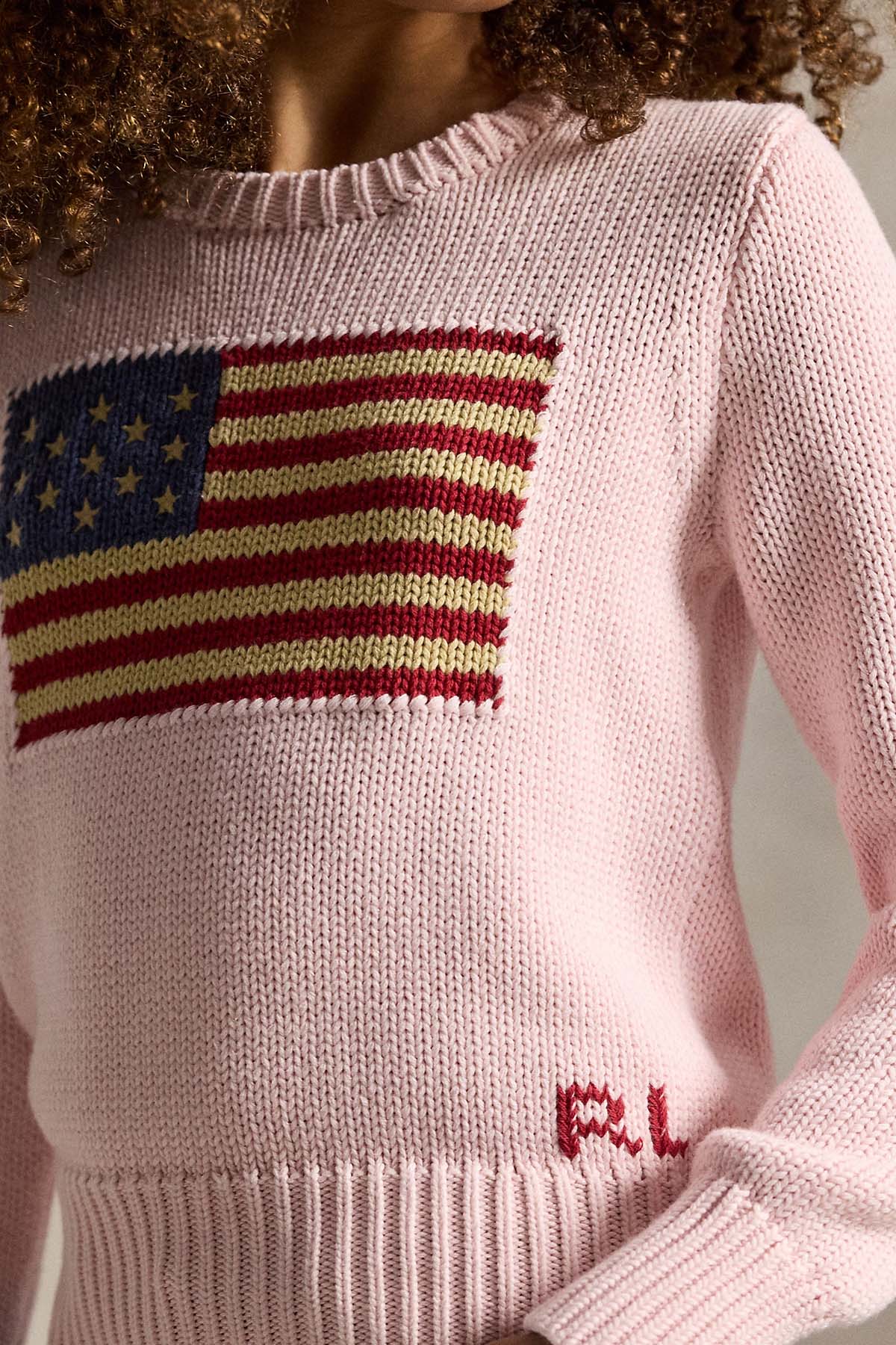 Polo Ralph Lauren Kids S-M Beden Kız Çocuk Bayrak Temalı Örgü Triko