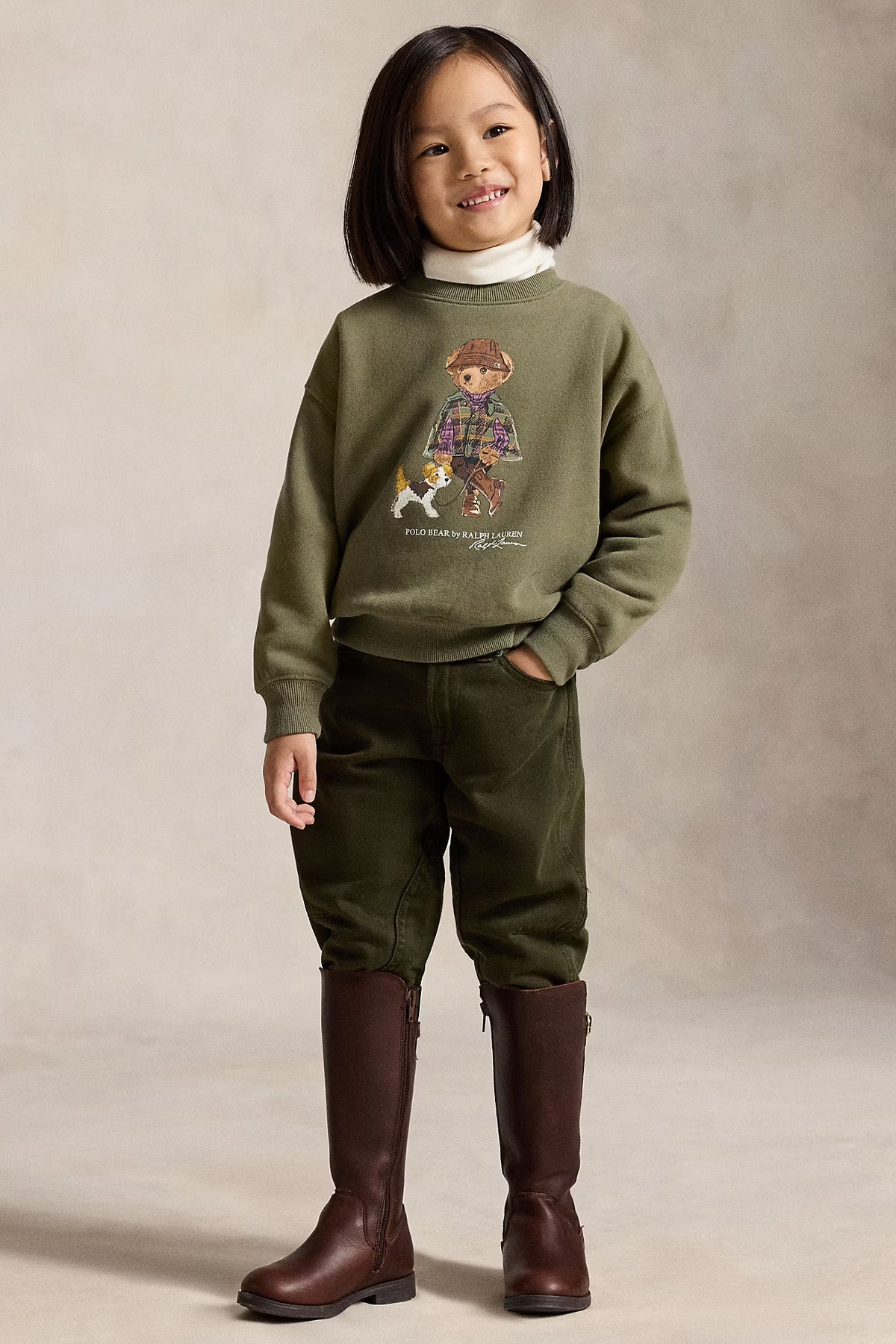 Polo Ralph Lauren Kids 5-6 Yaş Kız Çocuk Polo Bear Şardonlu Sweatshirt