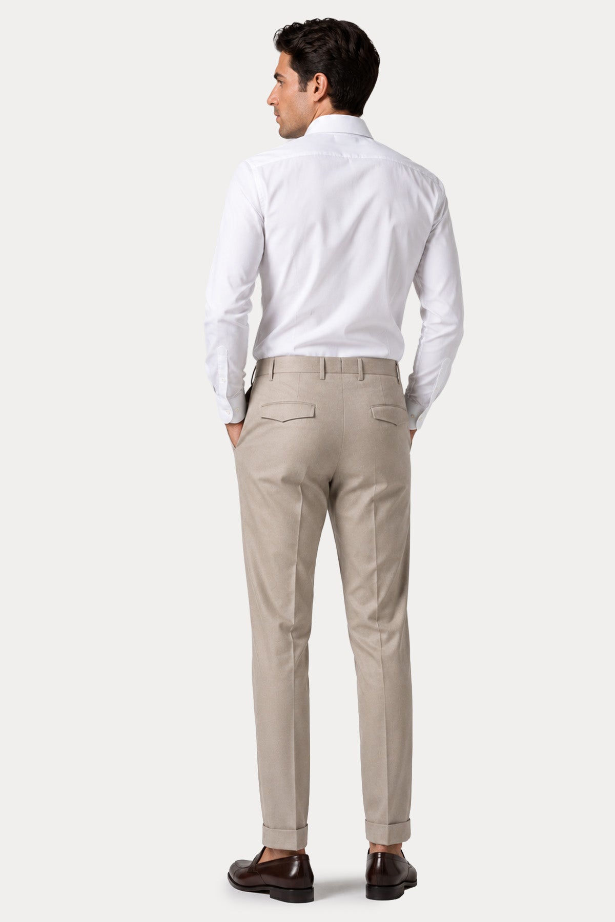 Pantaloni Torino Slim Fit Duble Paça Yandan Cepli Streç Yün Pantolon